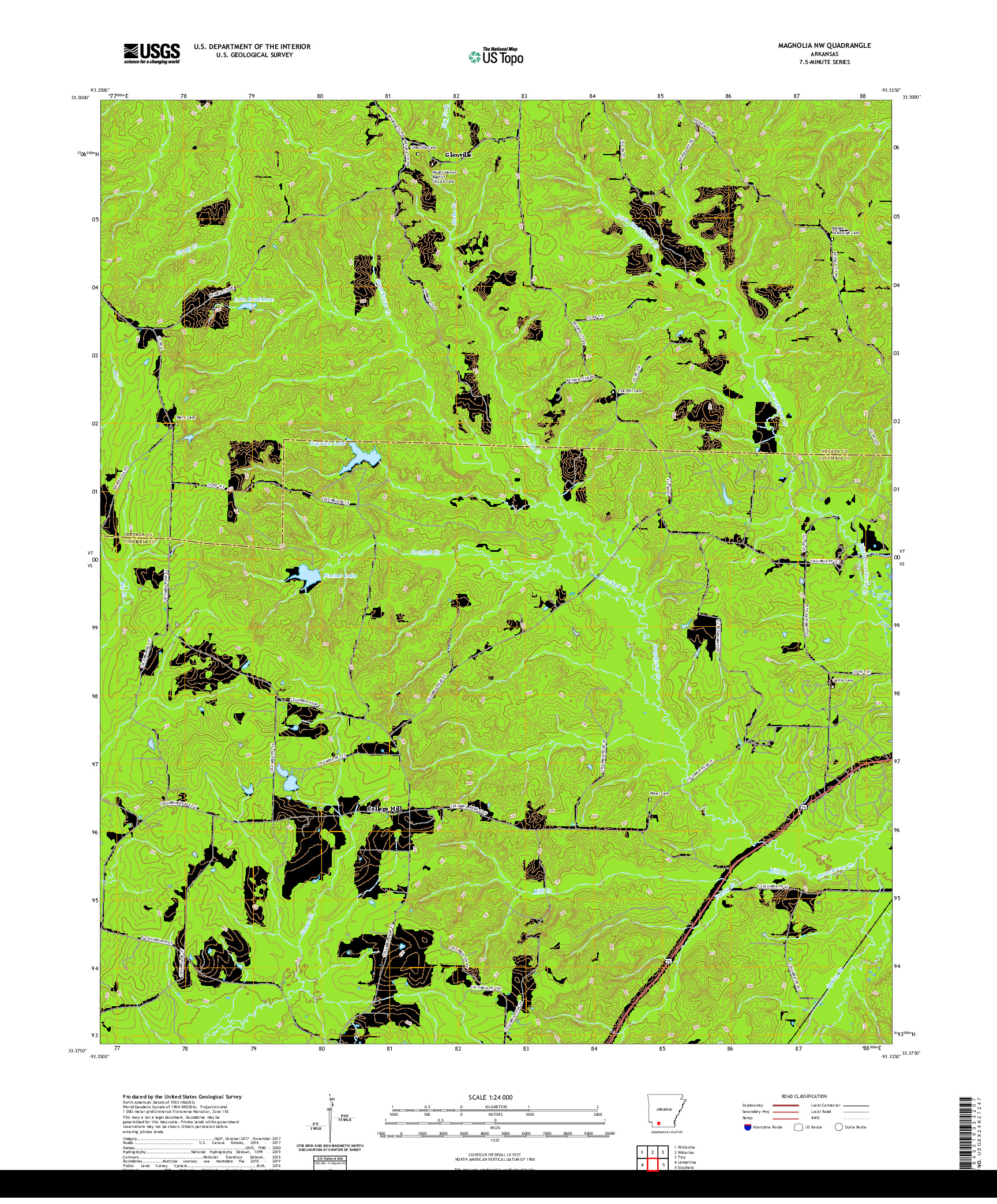 USGS US TOPO 7.5-MINUTE MAP FOR MAGNOLIA NW, AR 2020