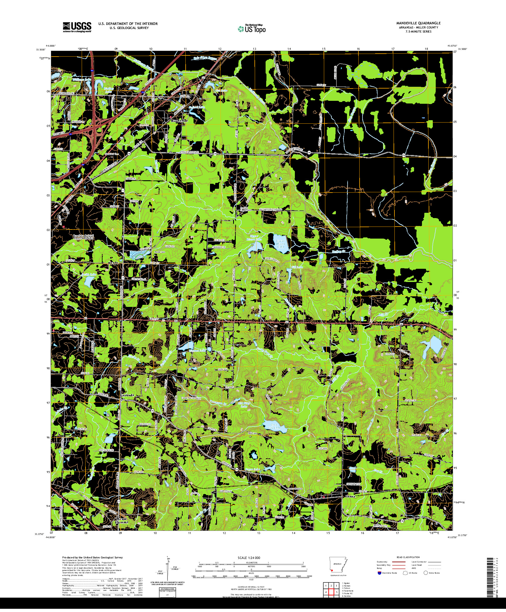 USGS US TOPO 7.5-MINUTE MAP FOR MANDEVILLE, AR 2020