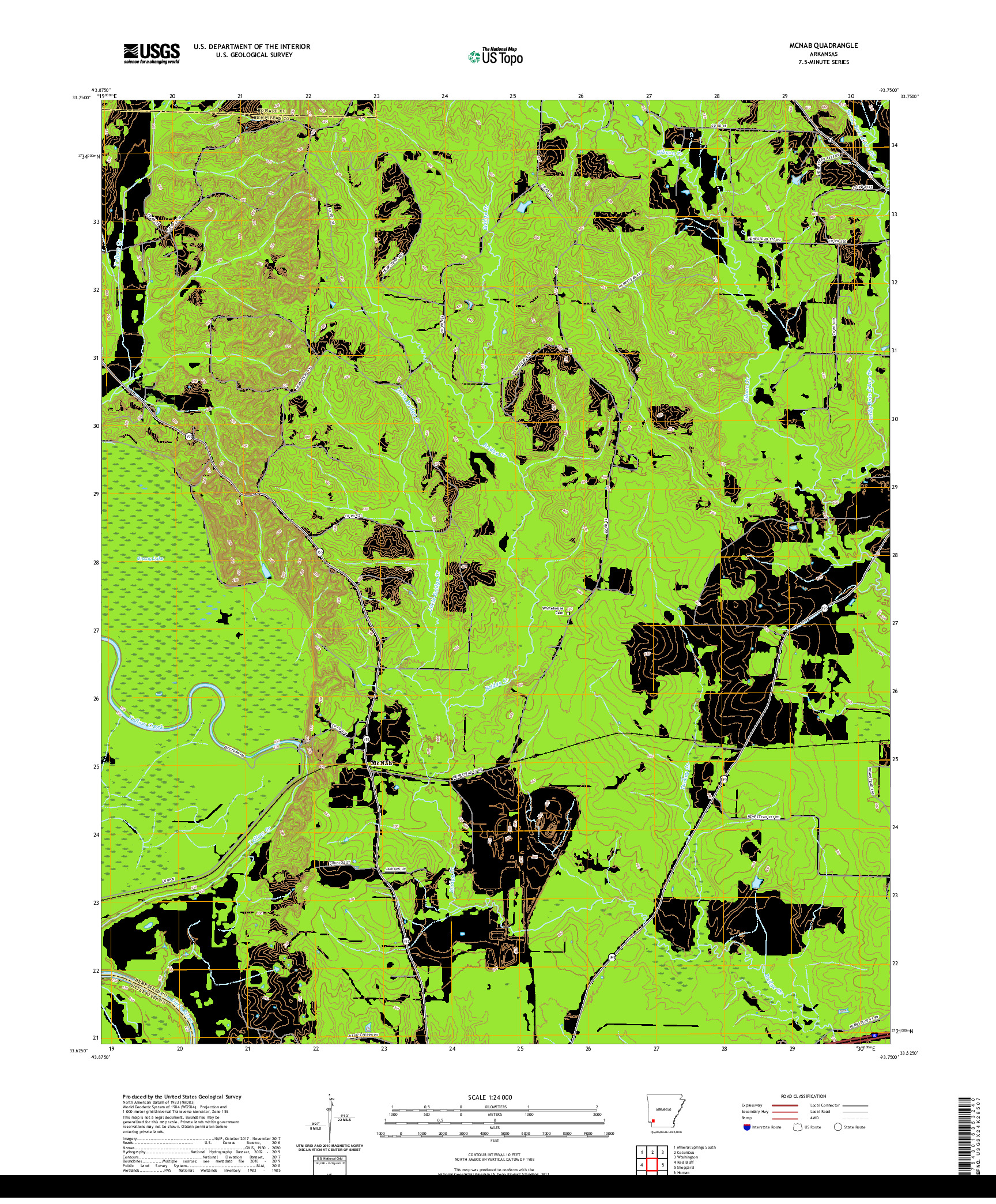 USGS US TOPO 7.5-MINUTE MAP FOR MCNAB, AR 2020