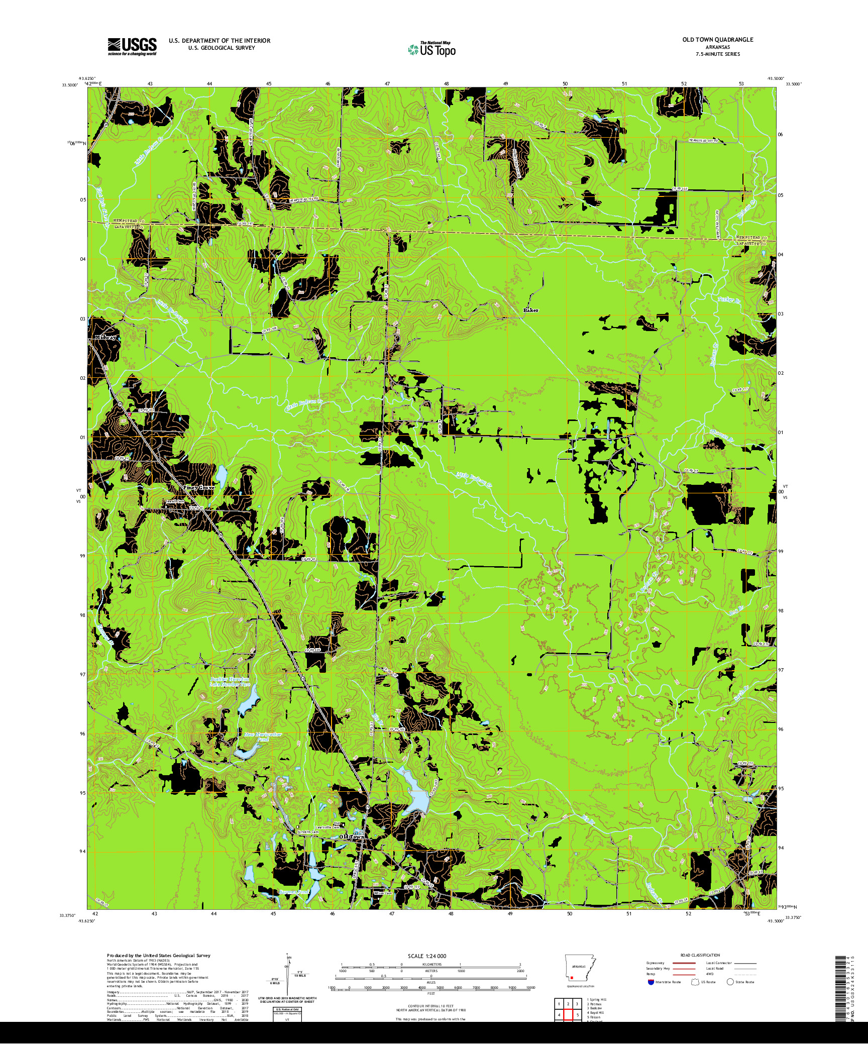 USGS US TOPO 7.5-MINUTE MAP FOR OLD TOWN, AR 2020