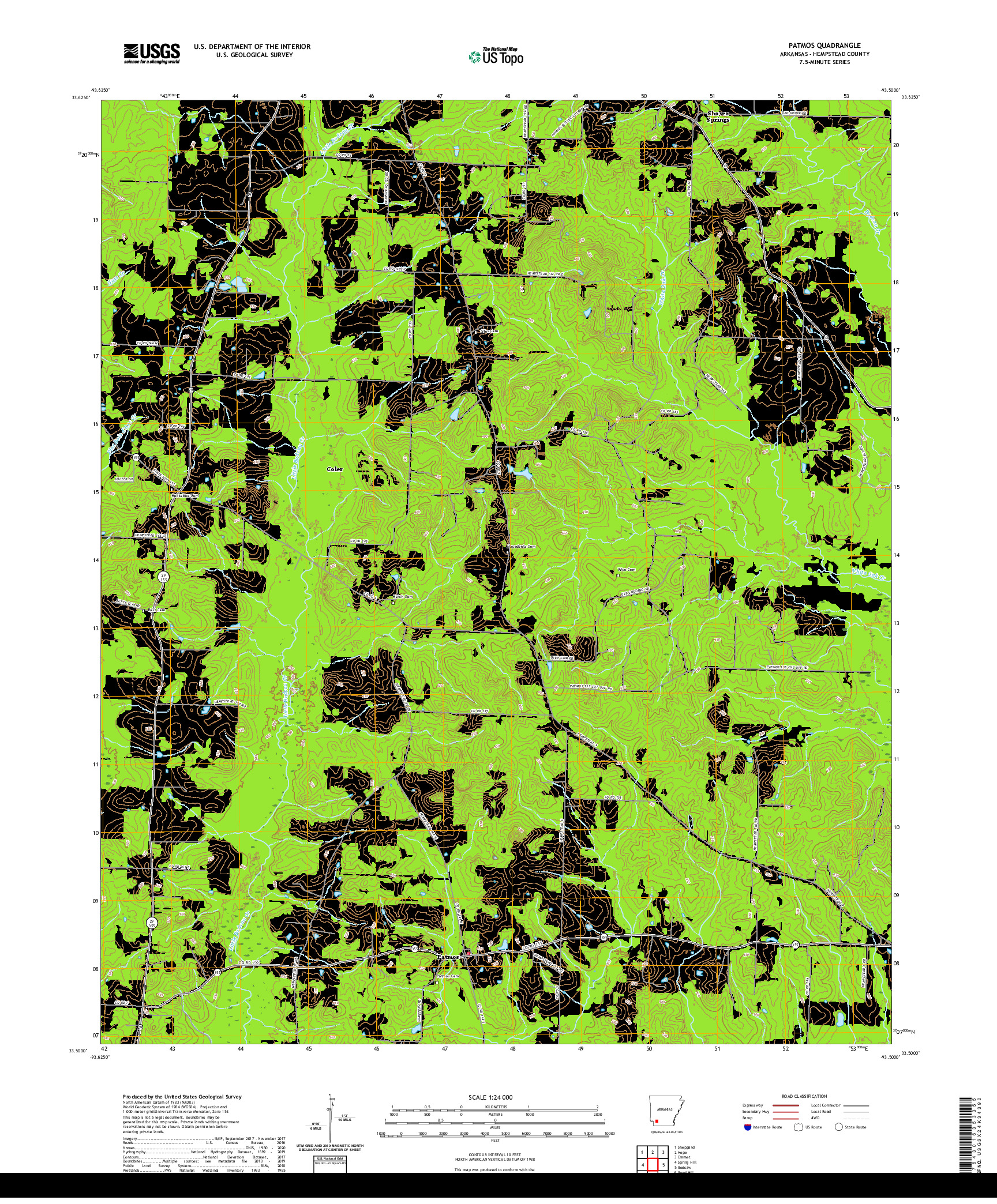 USGS US TOPO 7.5-MINUTE MAP FOR PATMOS, AR 2020