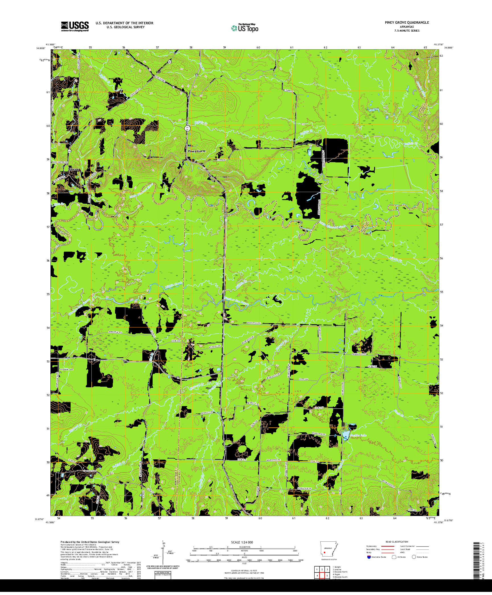 USGS US TOPO 7.5-MINUTE MAP FOR PINEY GROVE, AR 2020