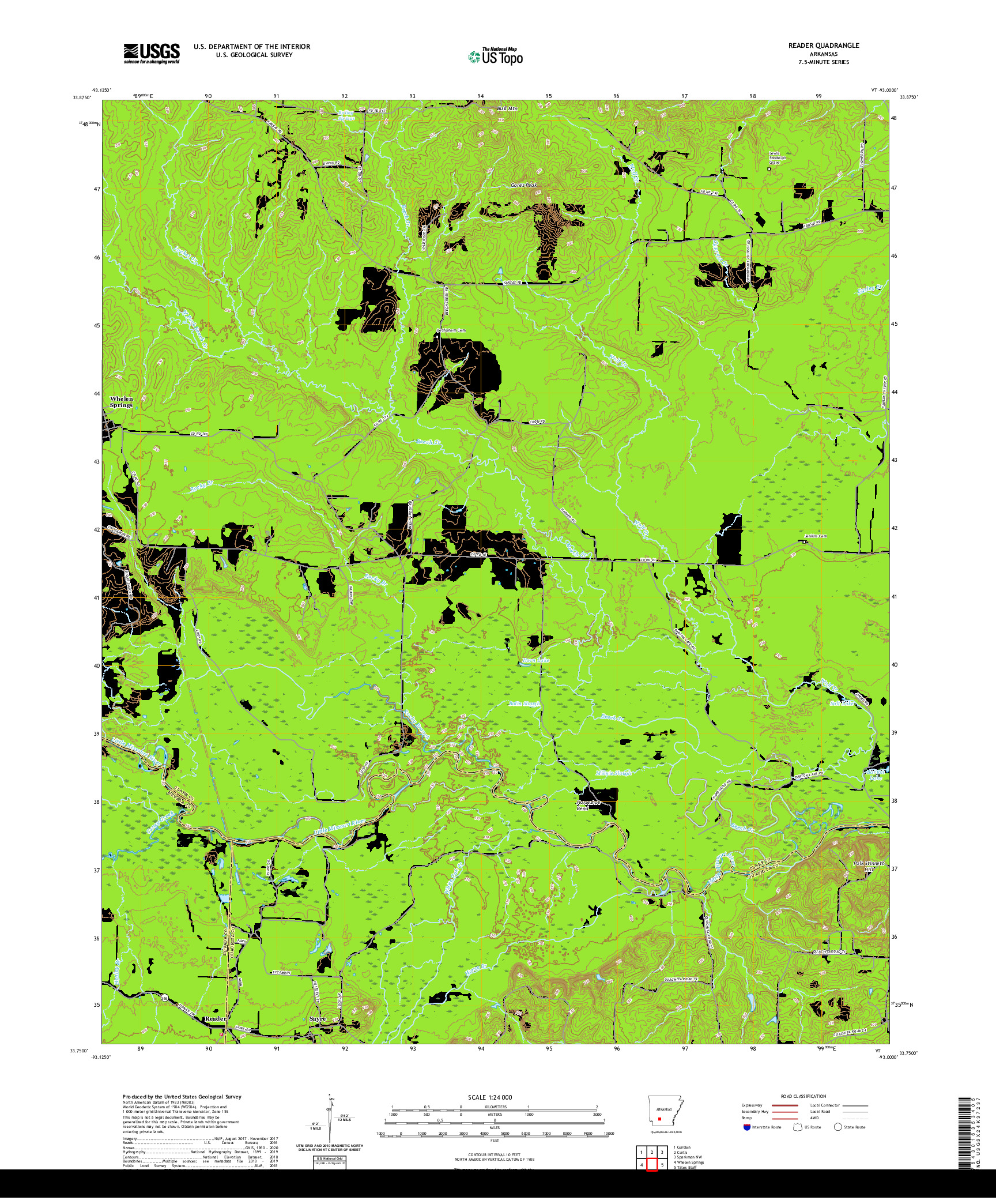 USGS US TOPO 7.5-MINUTE MAP FOR READER, AR 2020