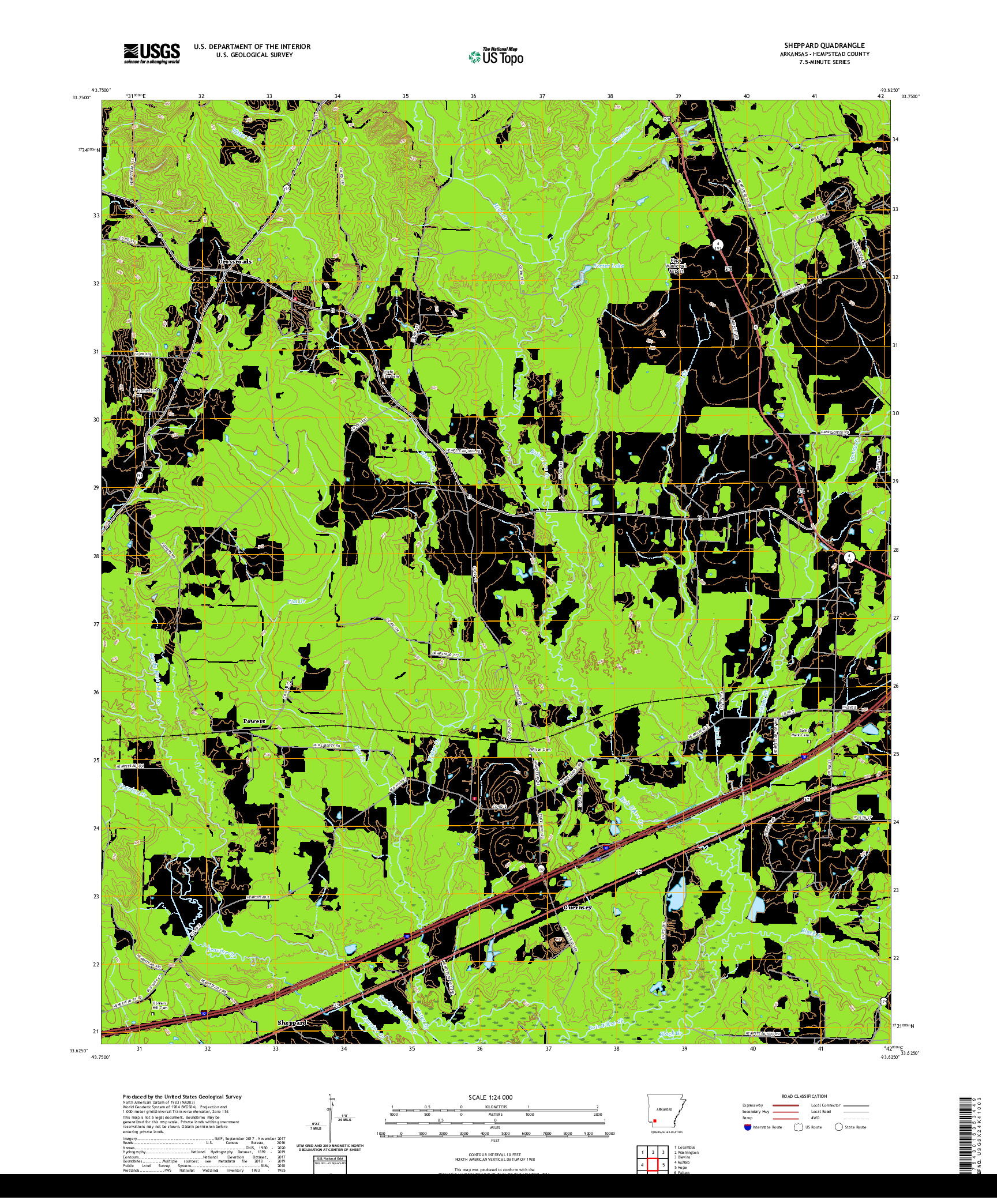 USGS US TOPO 7.5-MINUTE MAP FOR SHEPPARD, AR 2020