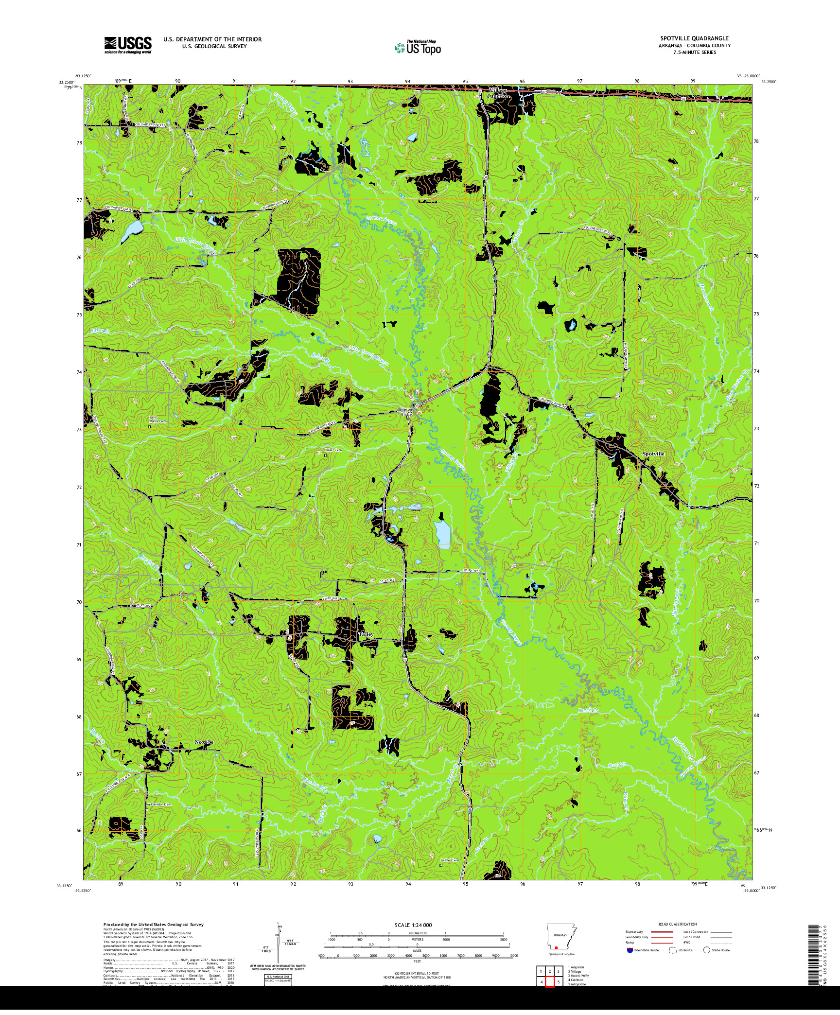 USGS US TOPO 7.5-MINUTE MAP FOR SPOTVILLE, AR 2020