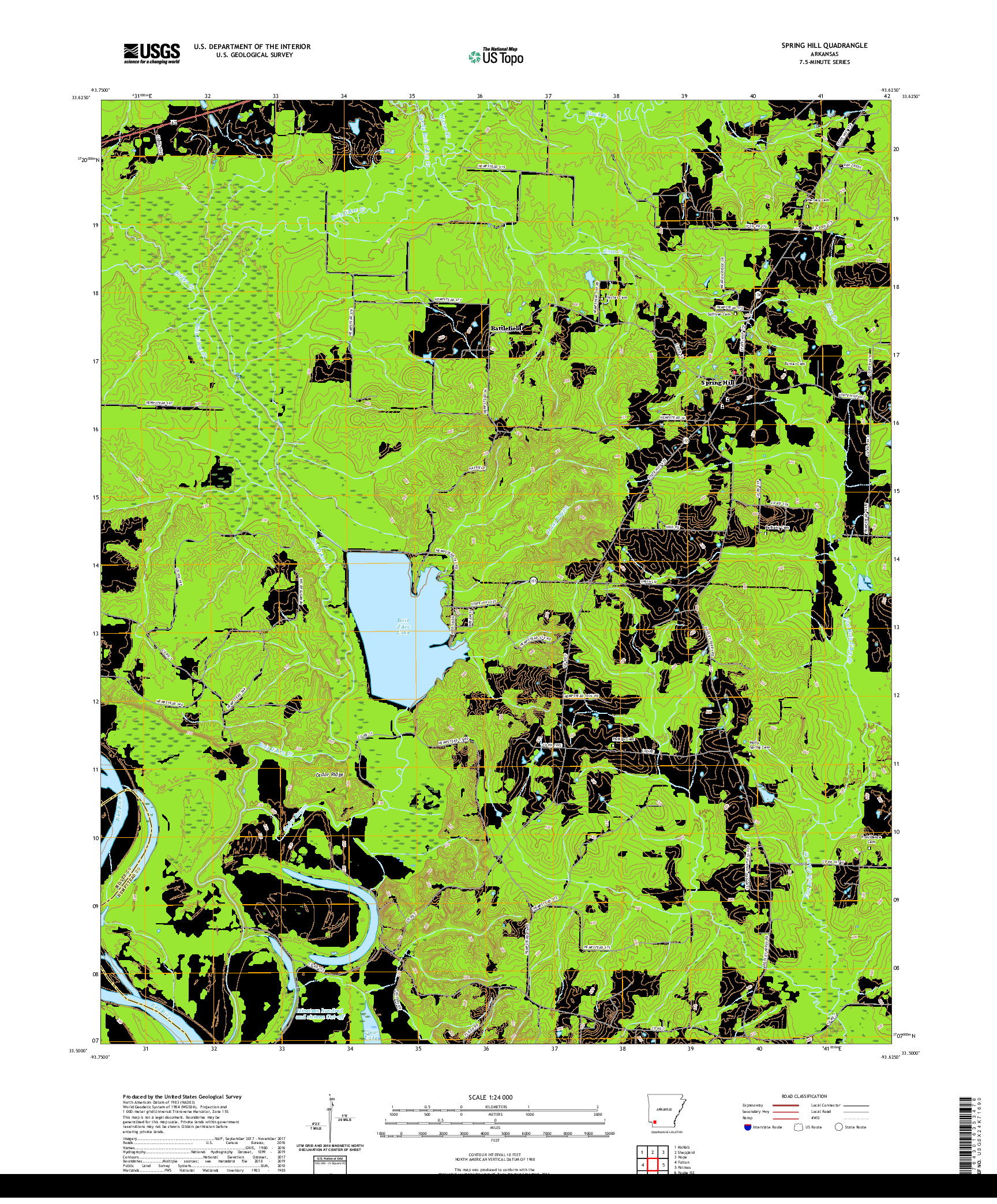 USGS US TOPO 7.5-MINUTE MAP FOR SPRING HILL, AR 2020