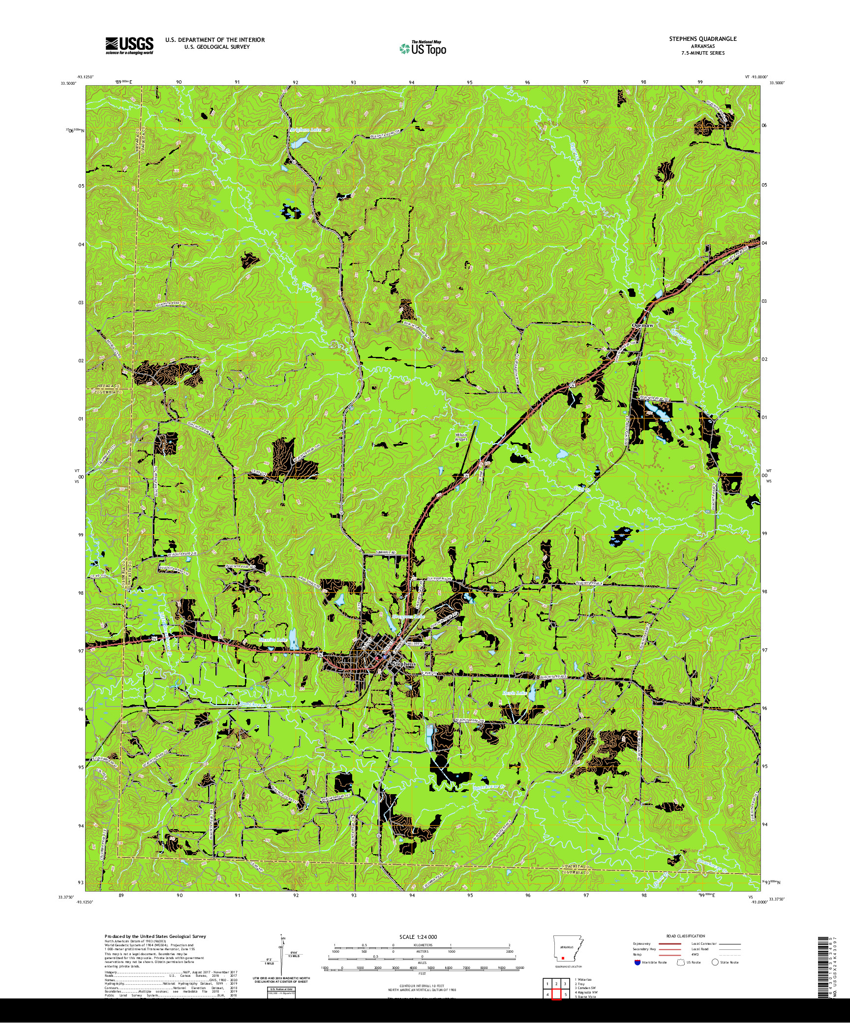 USGS US TOPO 7.5-MINUTE MAP FOR STEPHENS, AR 2020