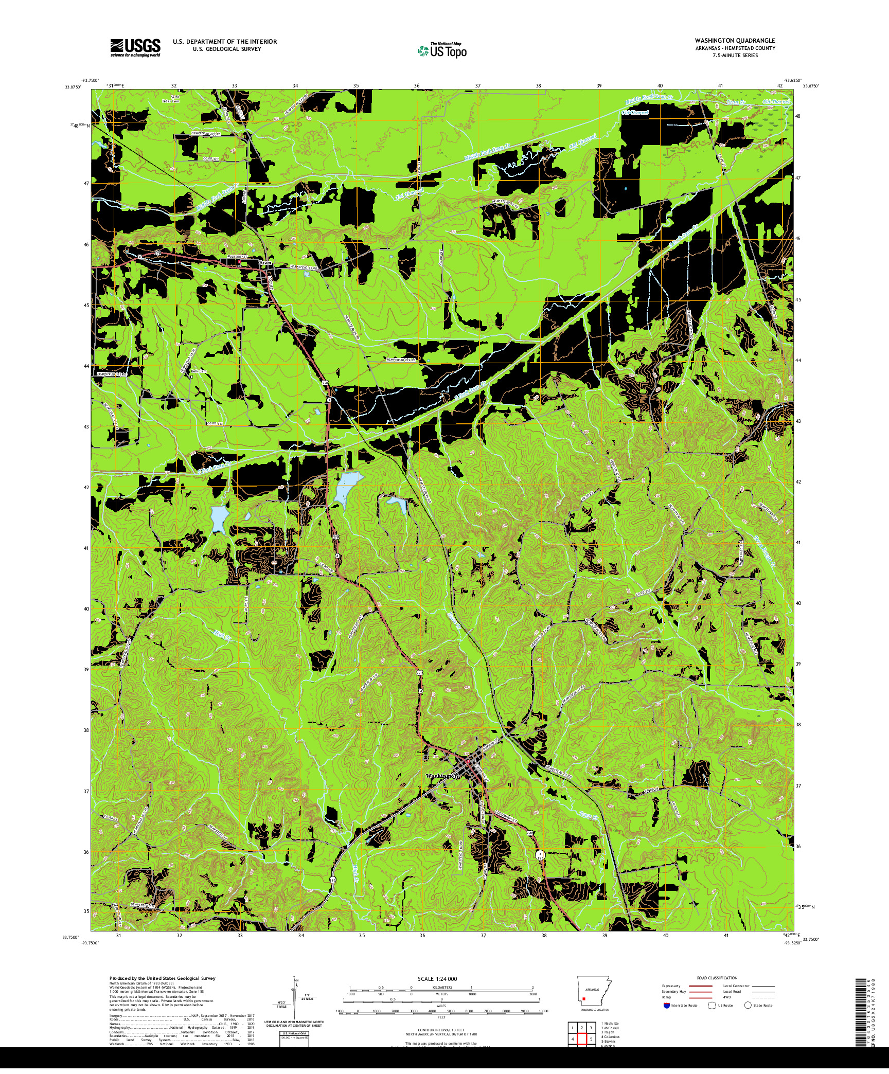 USGS US TOPO 7.5-MINUTE MAP FOR WASHINGTON, AR 2020