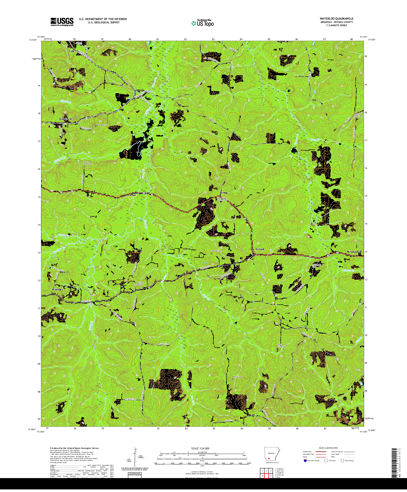 USGS US TOPO 7.5-MINUTE MAP FOR WATERLOO, AR 2020