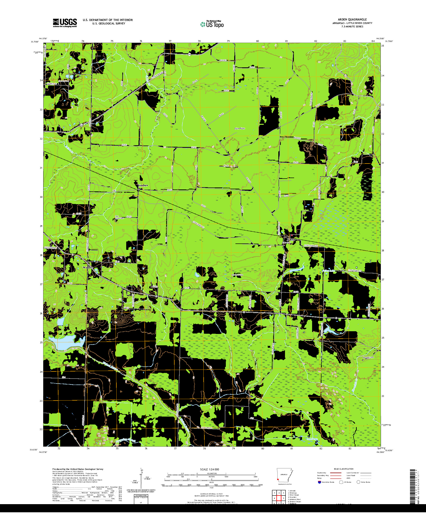 USGS US TOPO 7.5-MINUTE MAP FOR ARDEN, AR 2020