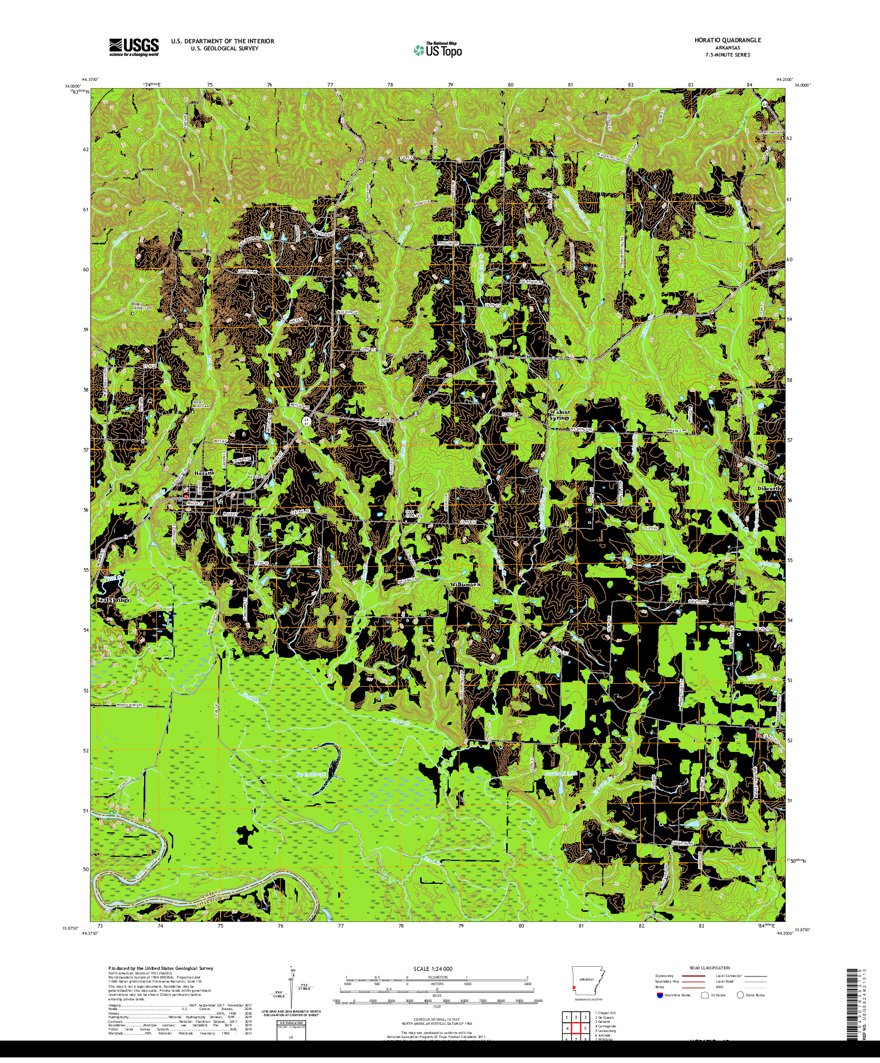 USGS US TOPO 7.5-MINUTE MAP FOR HORATIO, AR 2020