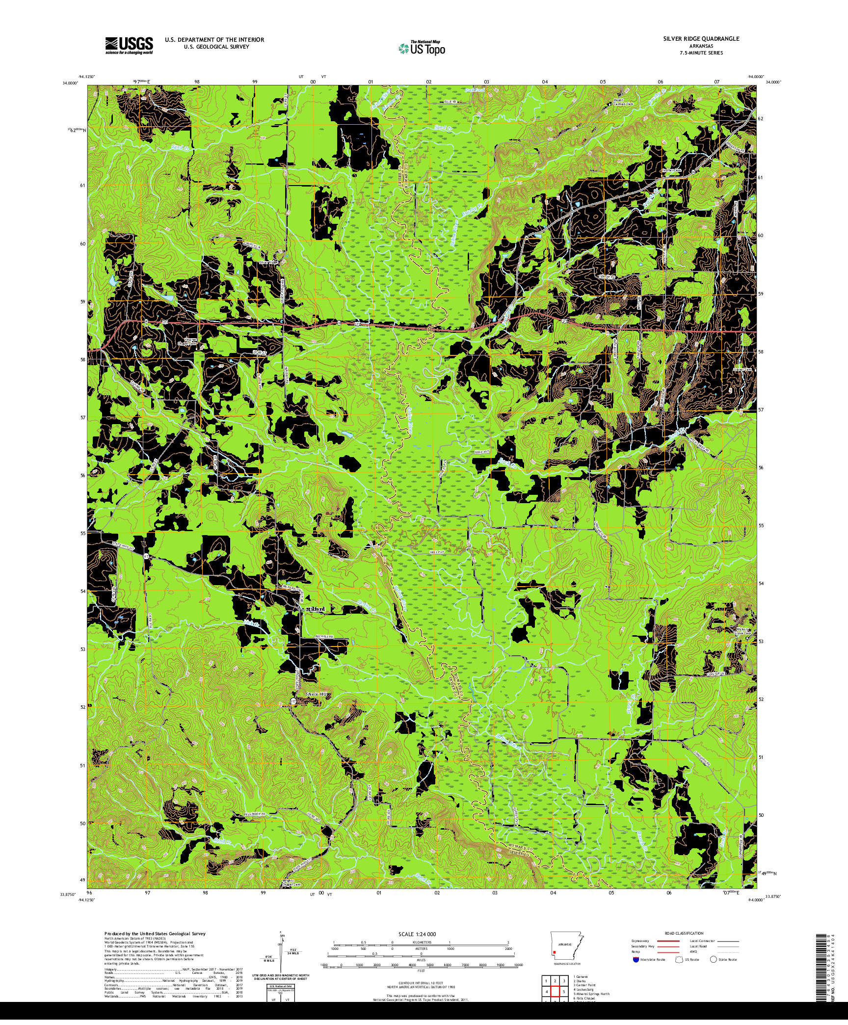 USGS US TOPO 7.5-MINUTE MAP FOR SILVER RIDGE, AR 2020
