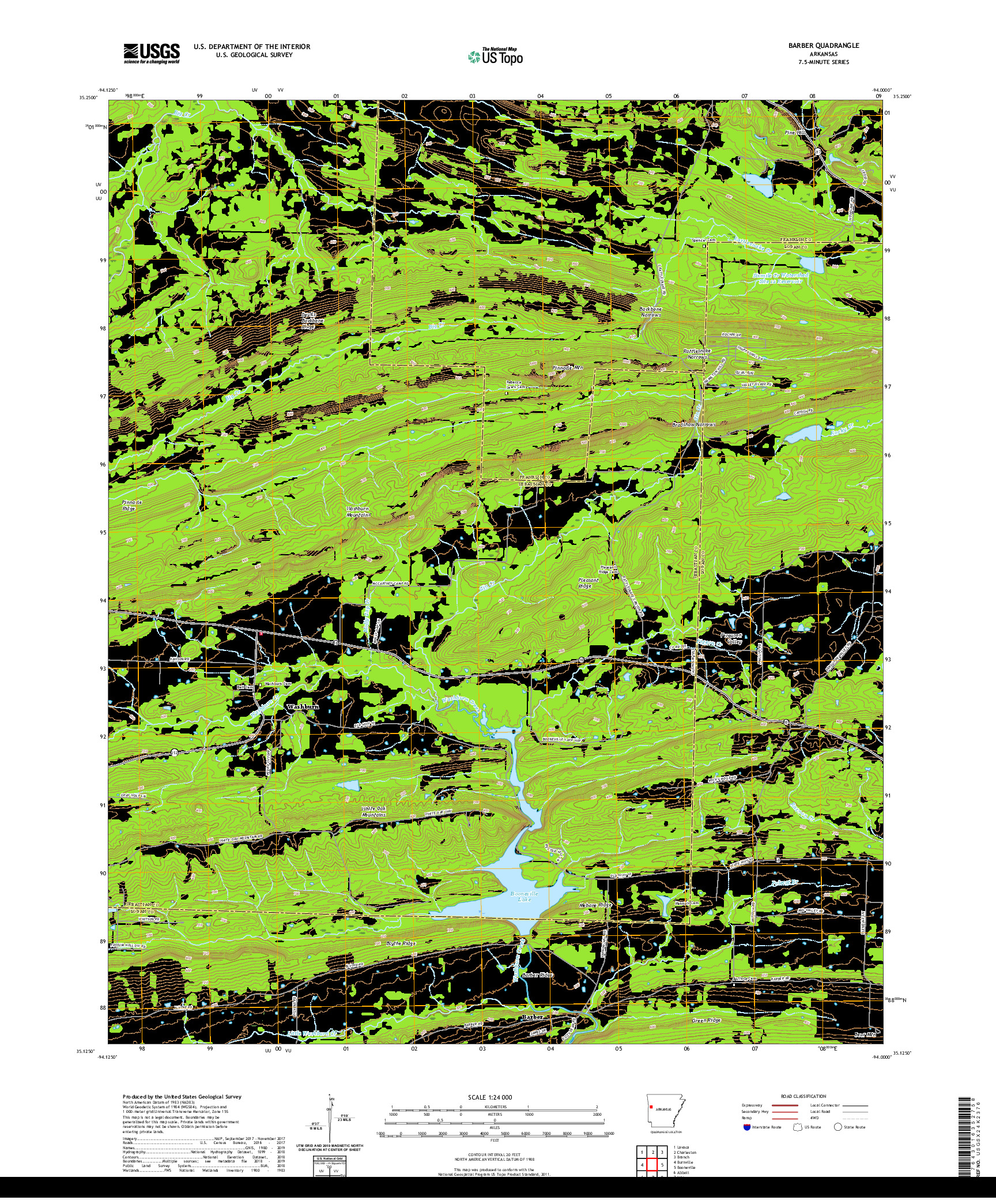 USGS US TOPO 7.5-MINUTE MAP FOR BARBER, AR 2020