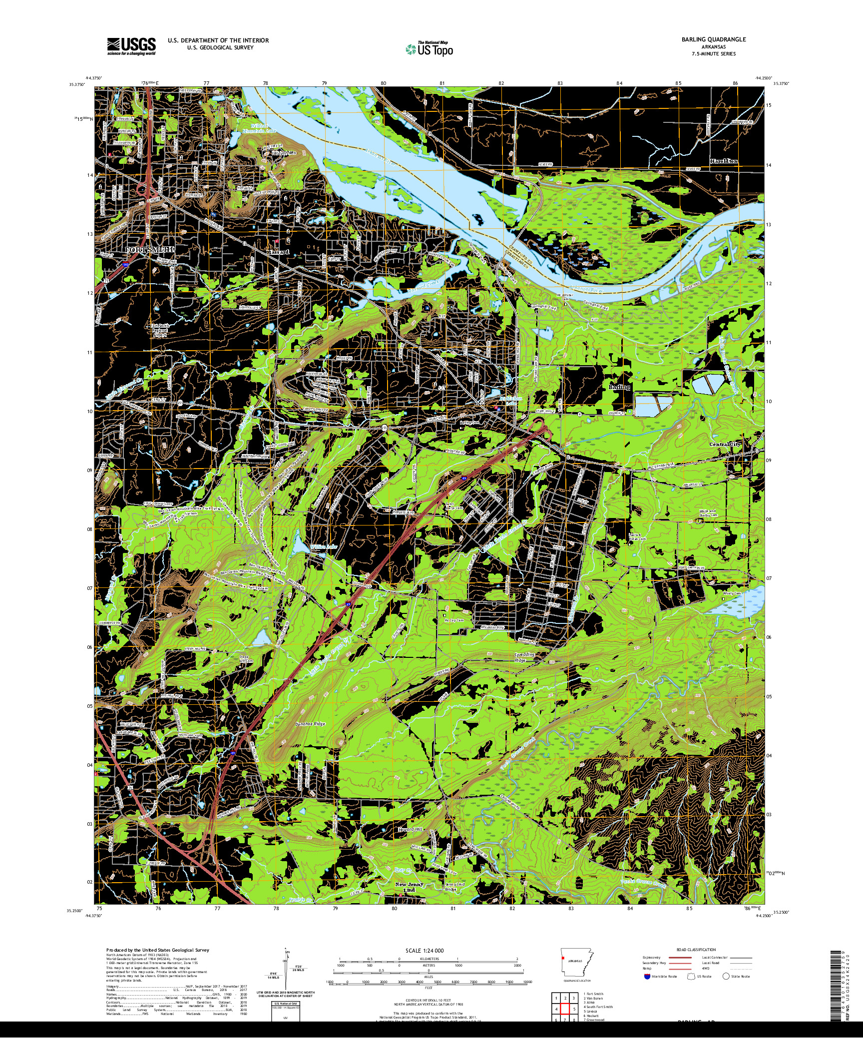USGS US TOPO 7.5-MINUTE MAP FOR BARLING, AR 2020