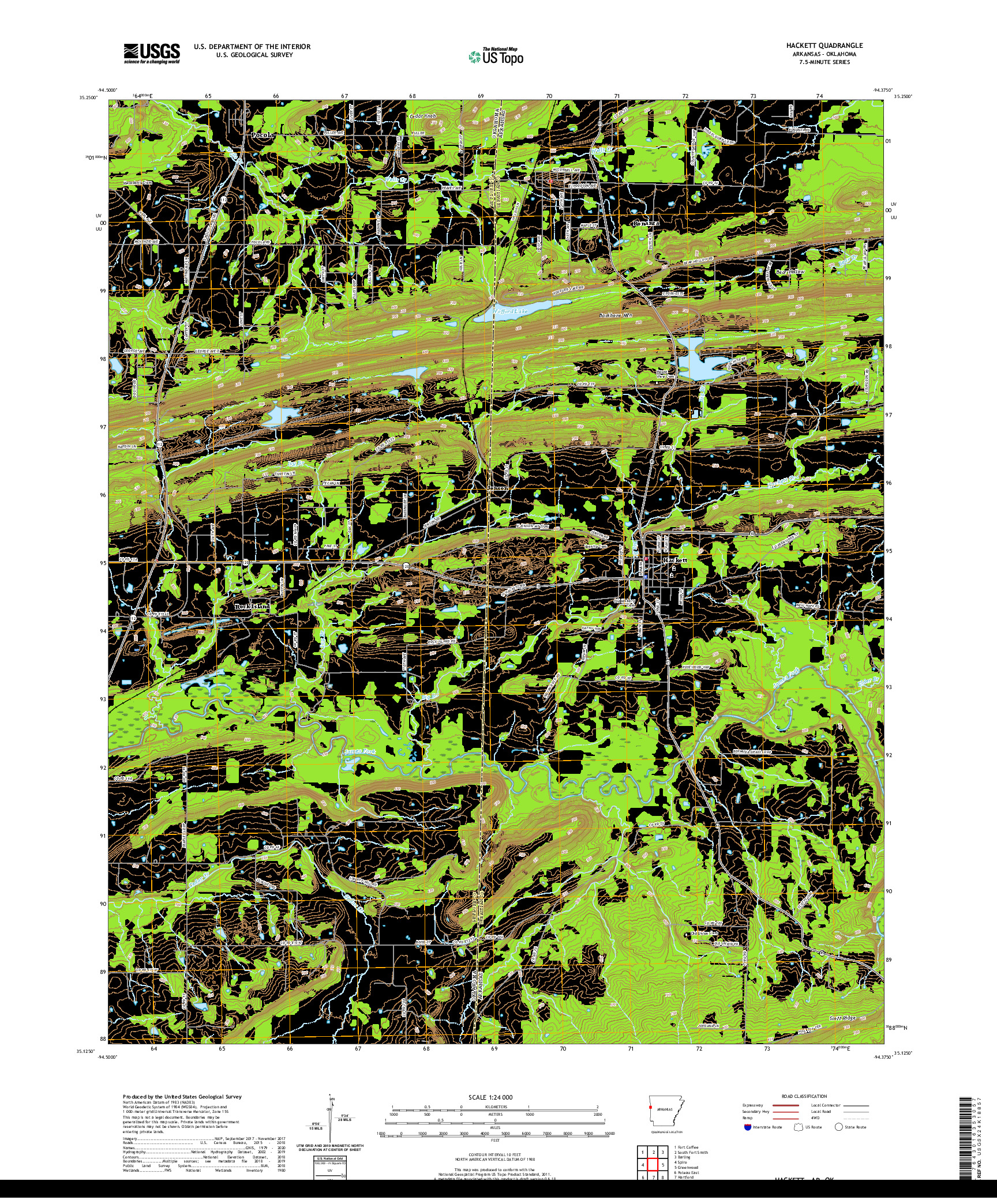 USGS US TOPO 7.5-MINUTE MAP FOR HACKETT, AR,OK 2020