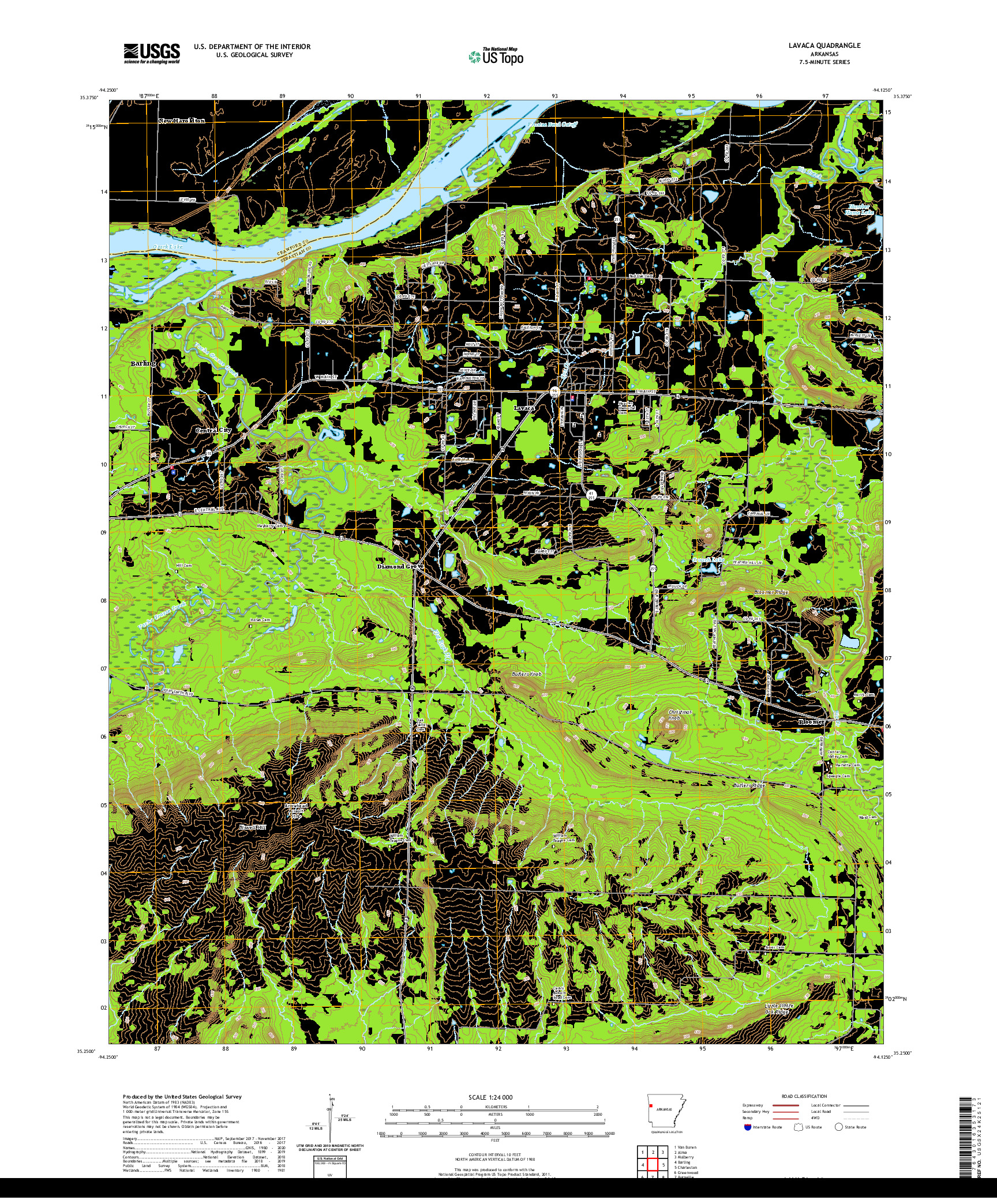 USGS US TOPO 7.5-MINUTE MAP FOR LAVACA, AR 2020