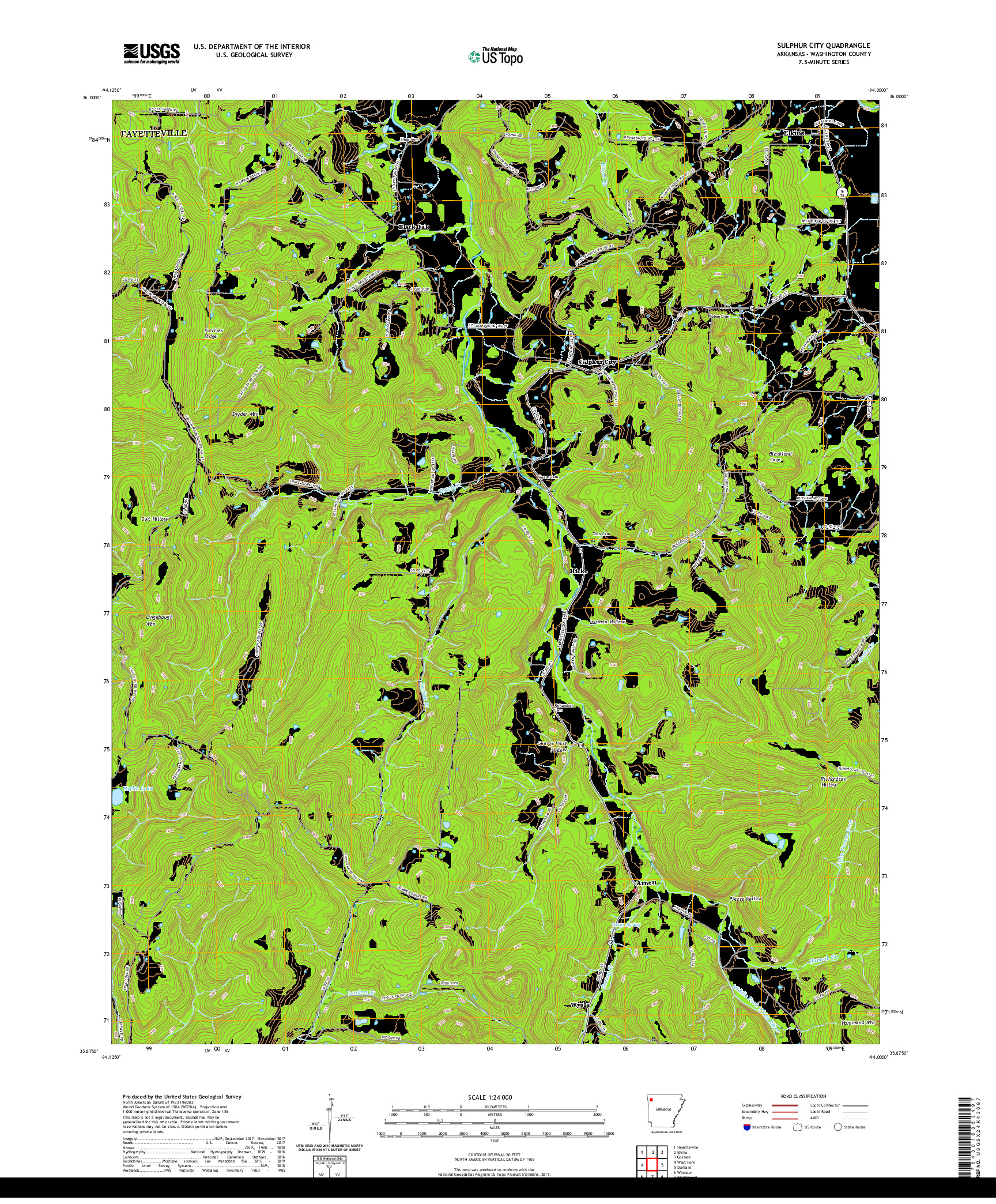 USGS US TOPO 7.5-MINUTE MAP FOR SULPHUR CITY, AR 2020