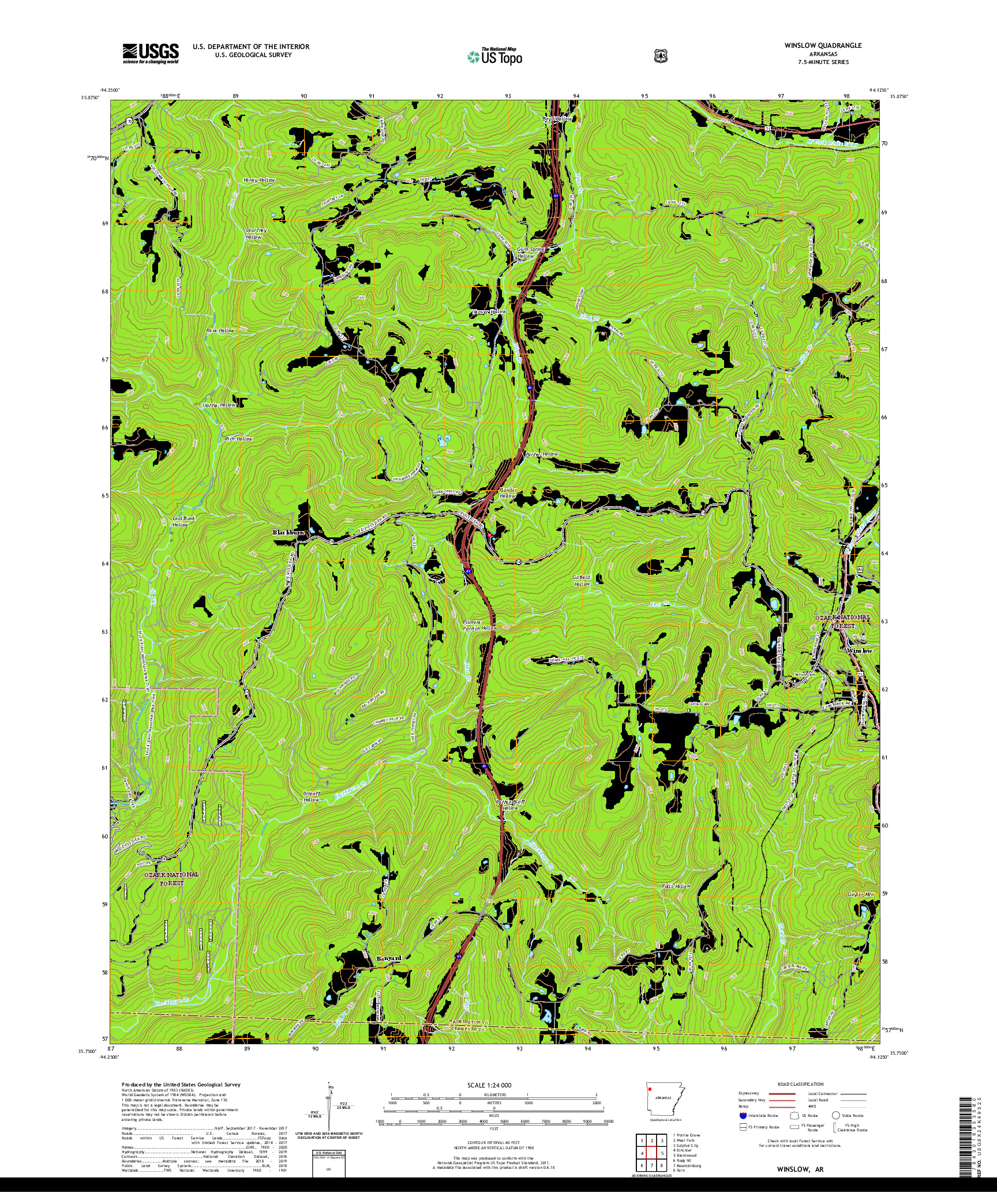 USGS US TOPO 7.5-MINUTE MAP FOR WINSLOW, AR 2020