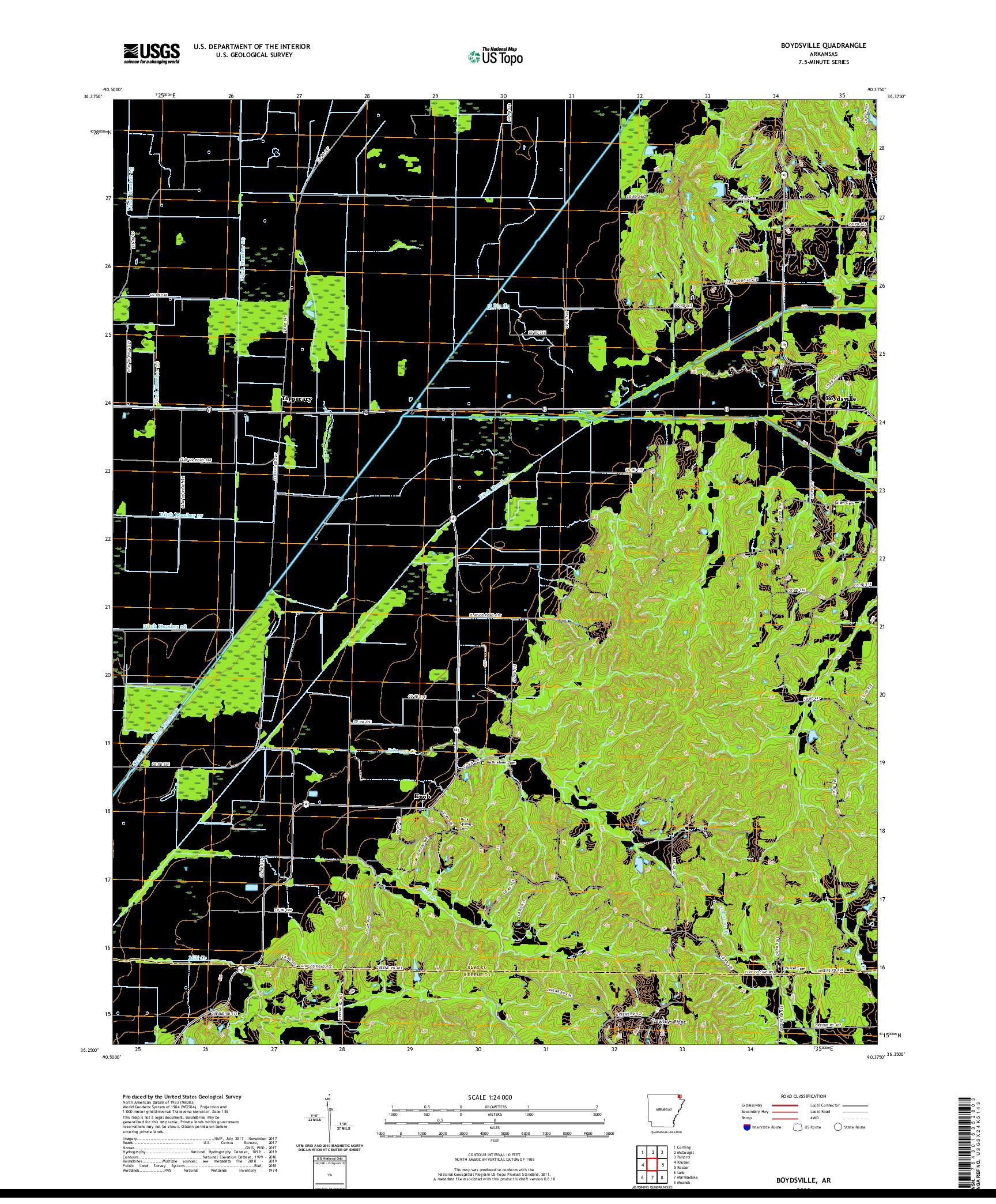 USGS US TOPO 7.5-MINUTE MAP FOR BOYDSVILLE, AR 2020