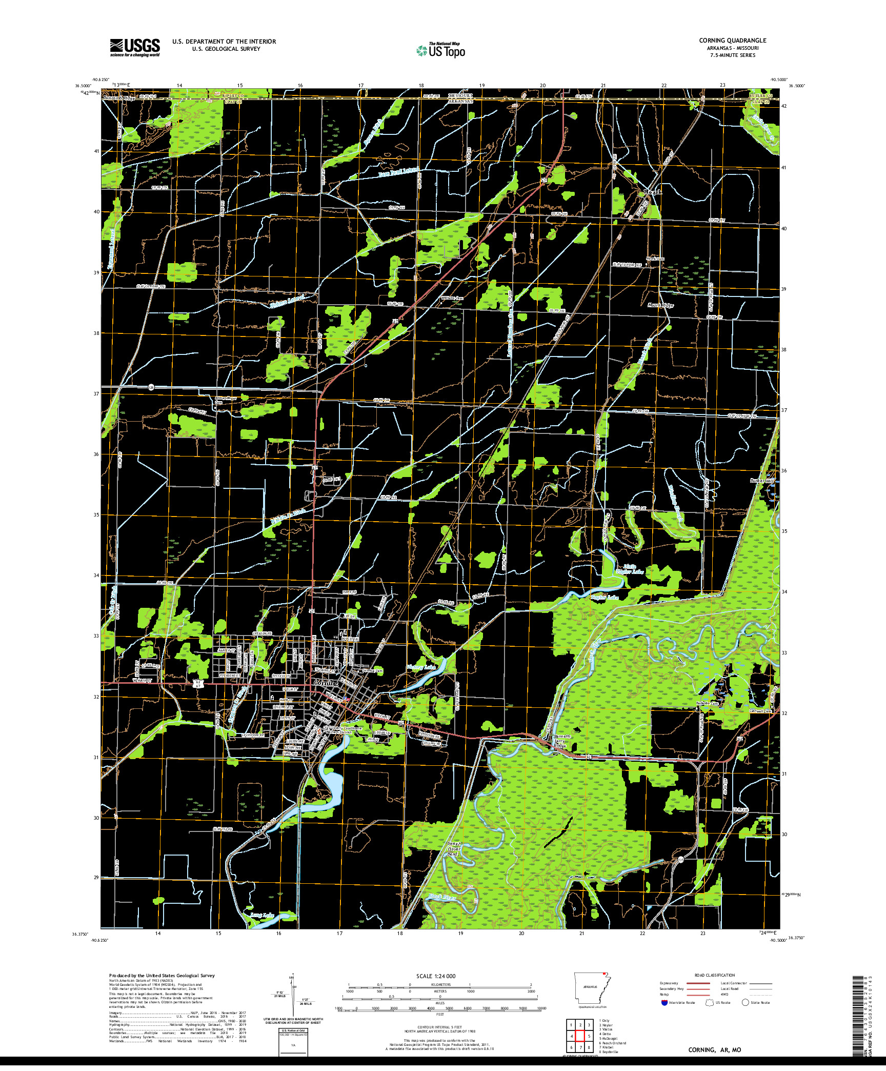 USGS US TOPO 7.5-MINUTE MAP FOR CORNING, AR,MO 2020