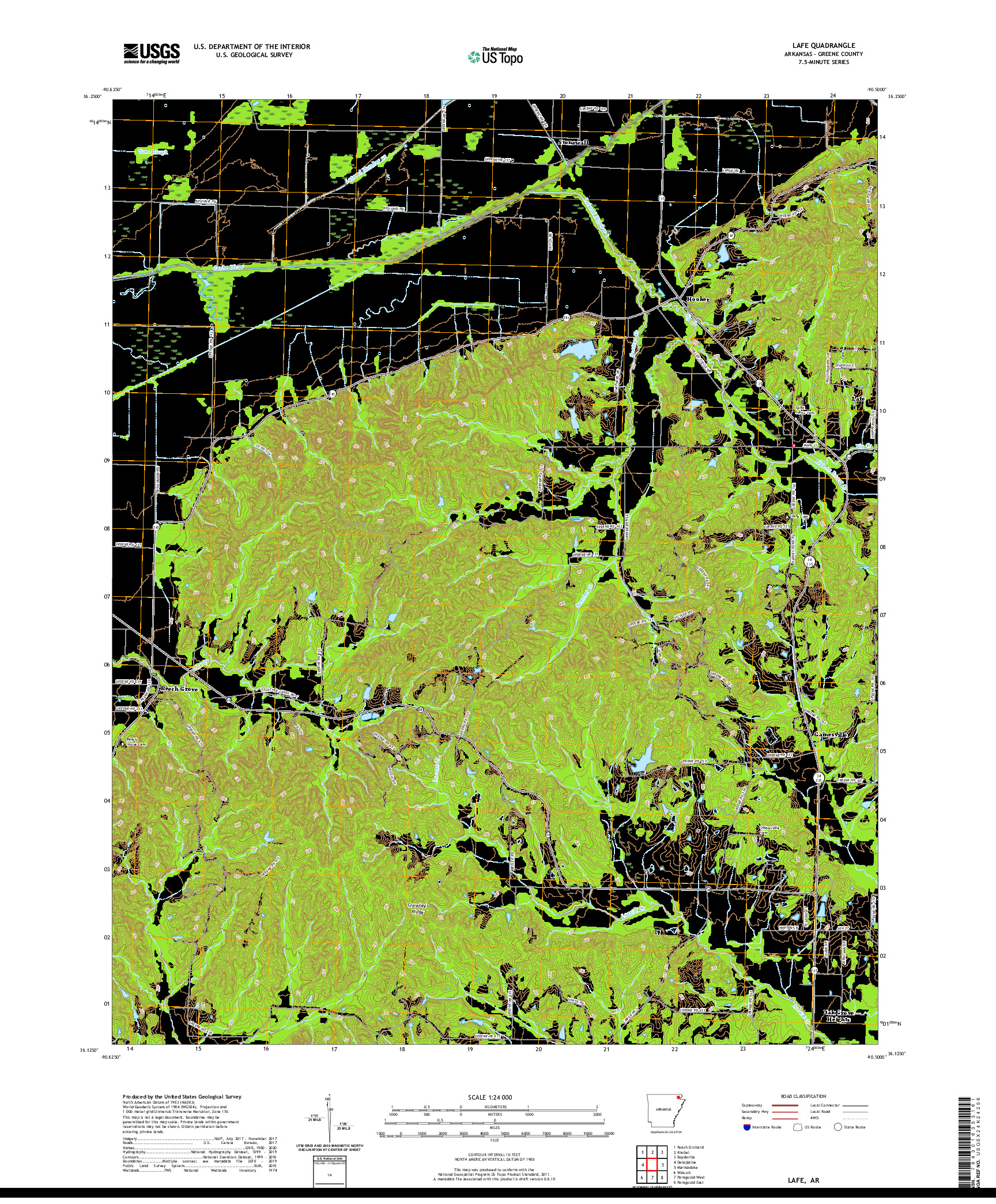 USGS US TOPO 7.5-MINUTE MAP FOR LAFE, AR 2020