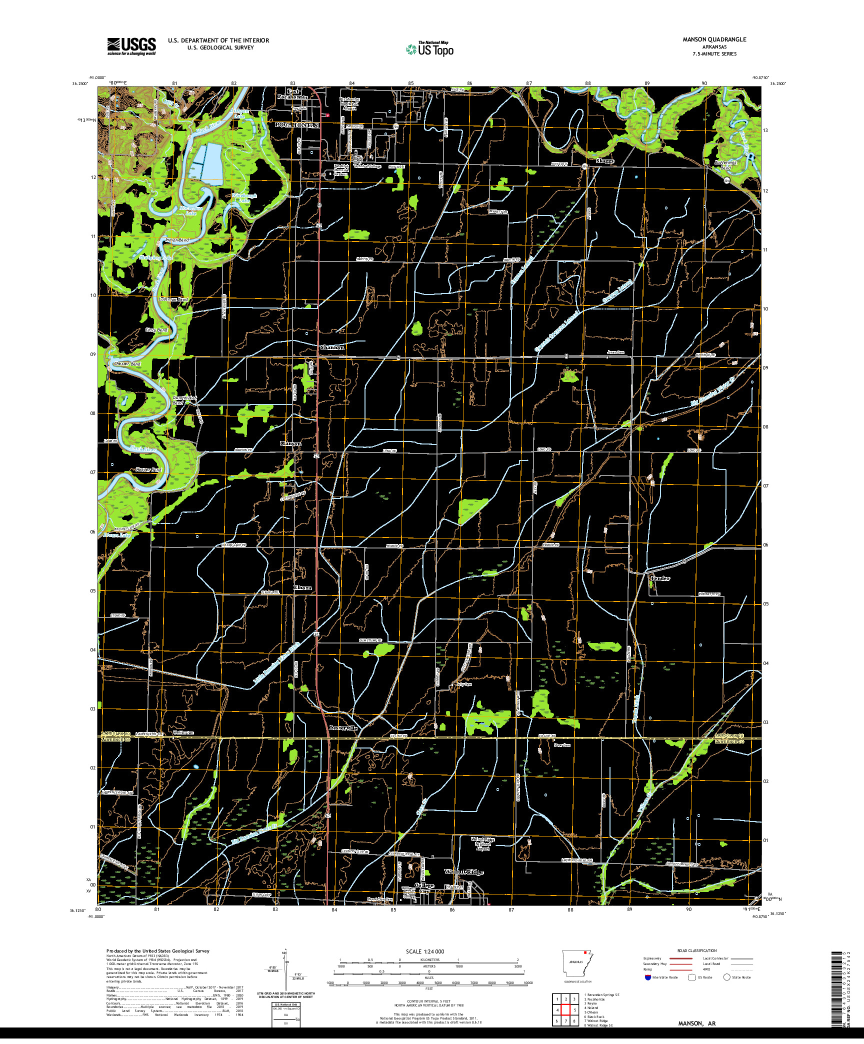 USGS US TOPO 7.5-MINUTE MAP FOR MANSON, AR 2020