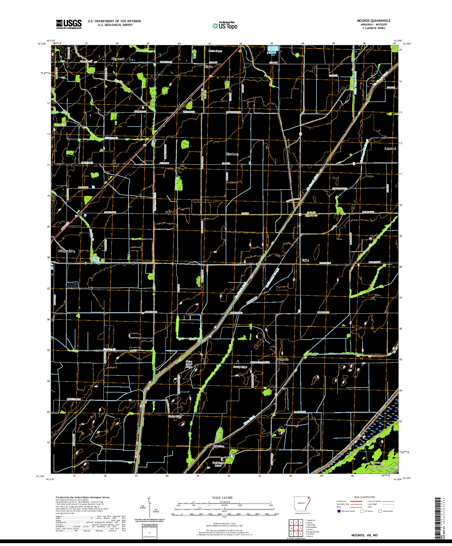 USGS US TOPO 7.5-MINUTE MAP FOR MOUNDS, AR,MO 2020