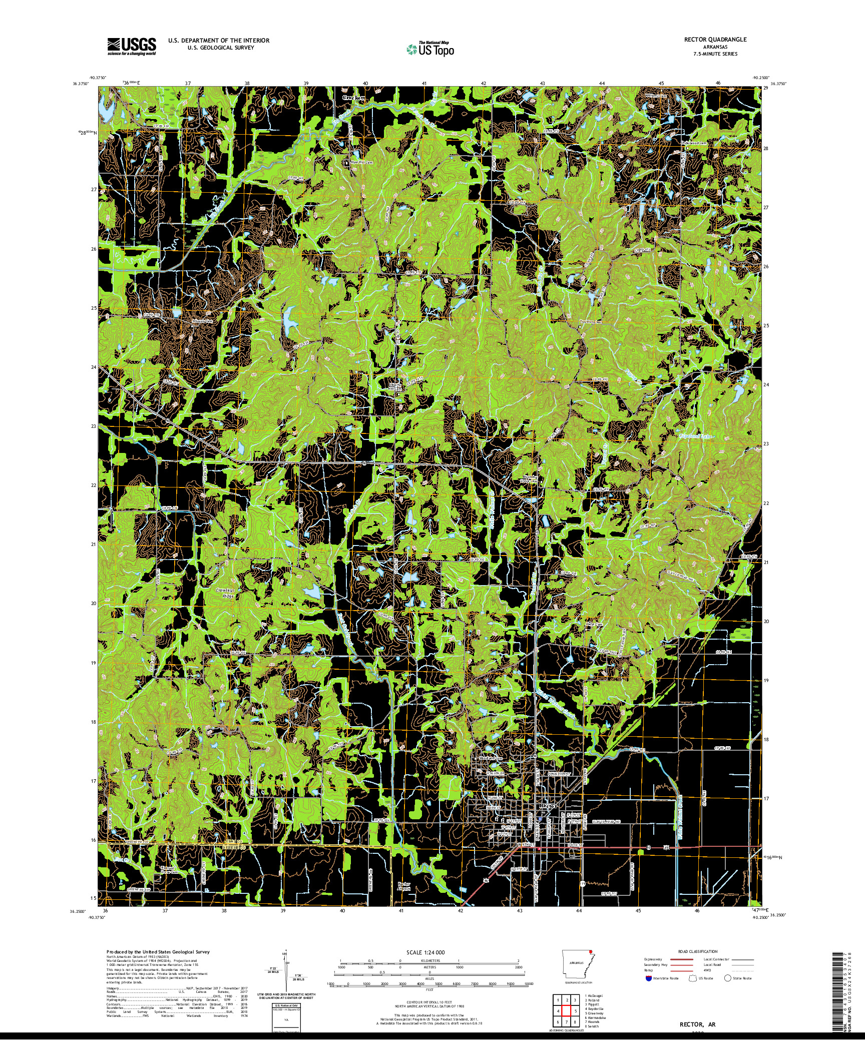 USGS US TOPO 7.5-MINUTE MAP FOR RECTOR, AR 2020