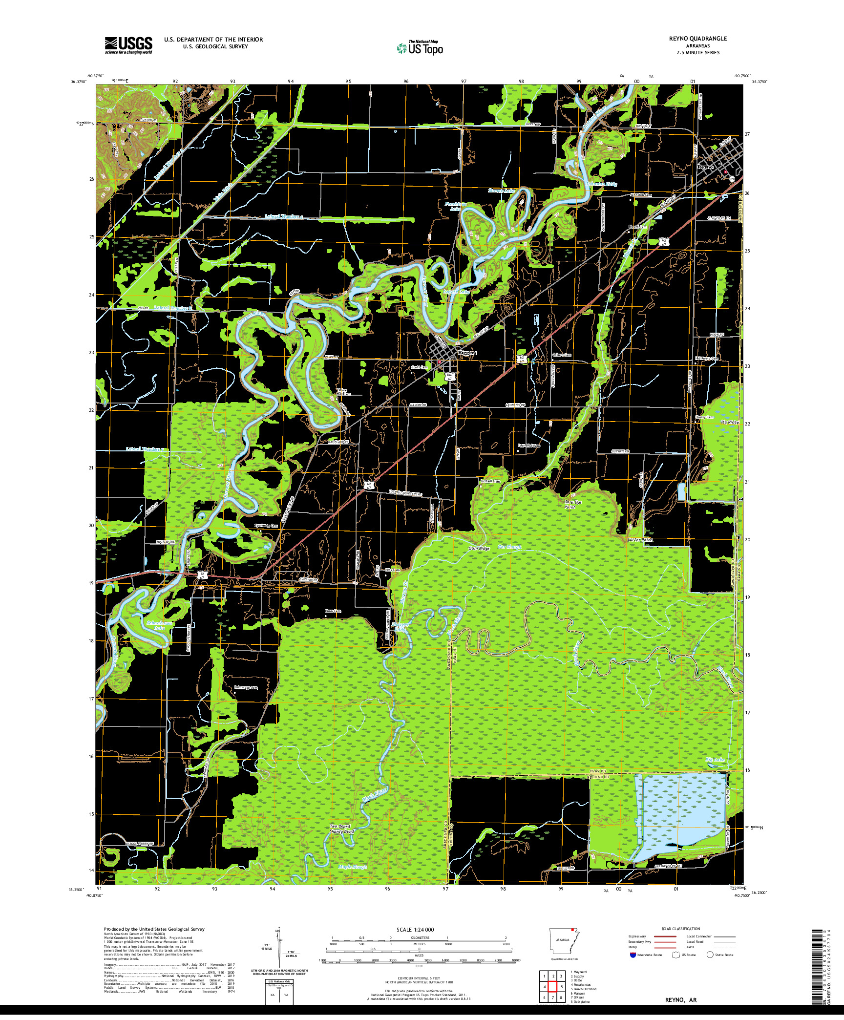 USGS US TOPO 7.5-MINUTE MAP FOR REYNO, AR 2020