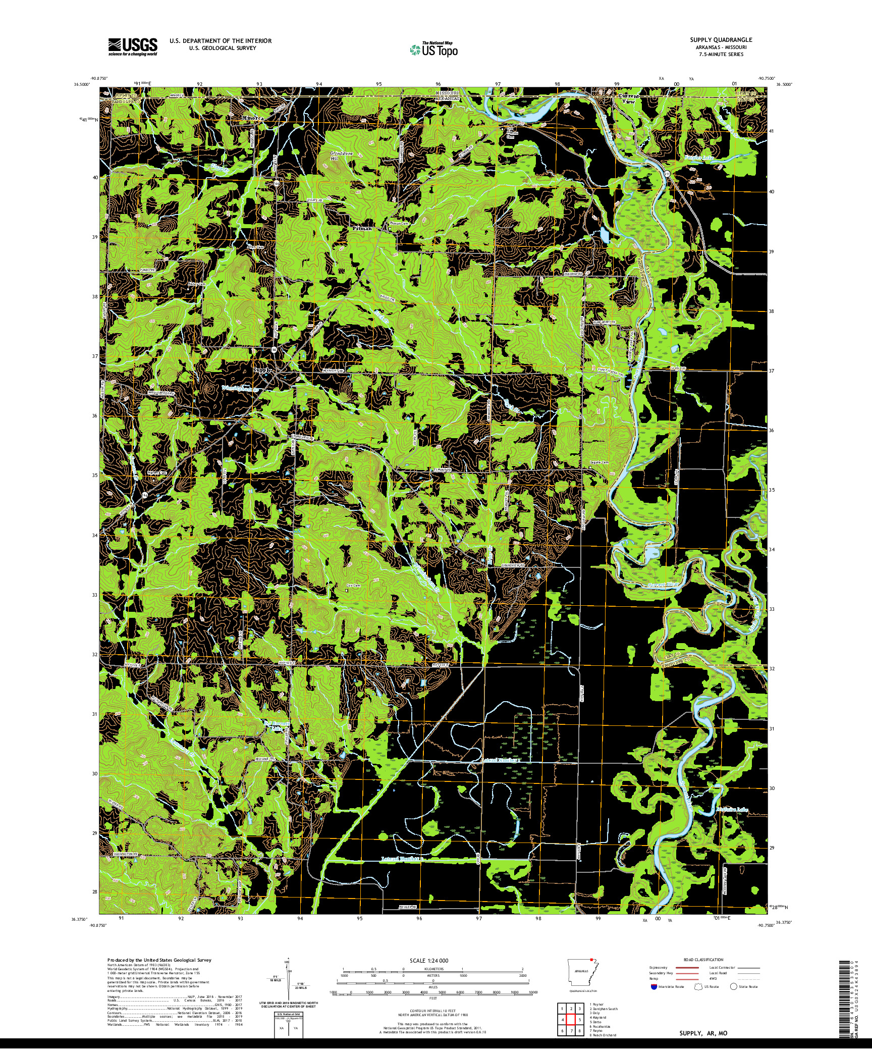 USGS US TOPO 7.5-MINUTE MAP FOR SUPPLY, AR,MO 2020