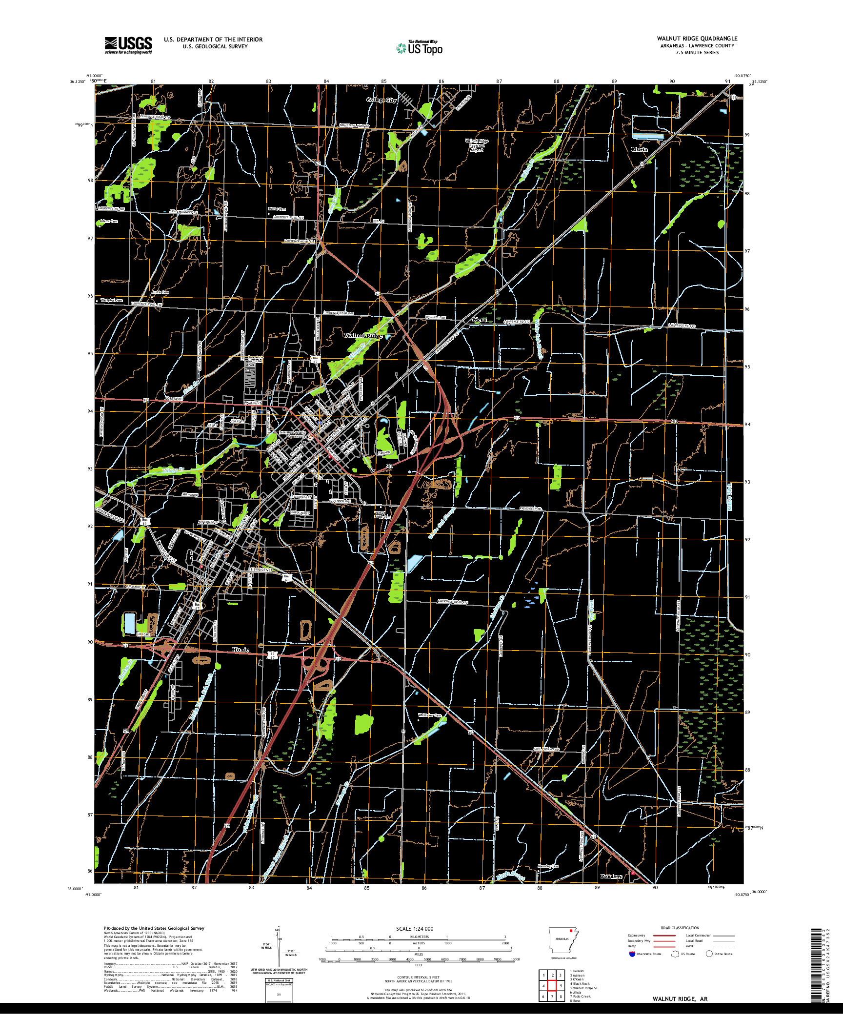 USGS US TOPO 7.5-MINUTE MAP FOR WALNUT RIDGE, AR 2020