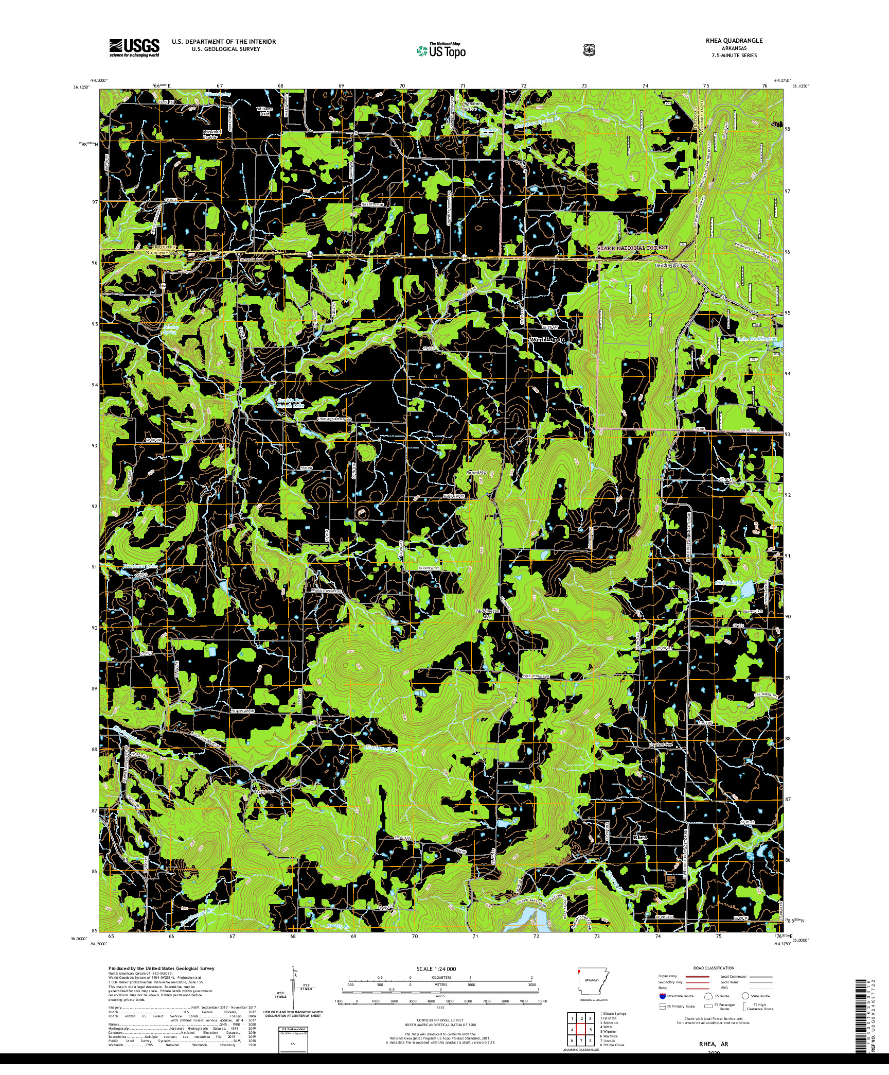 USGS US TOPO 7.5-MINUTE MAP FOR RHEA, AR 2020