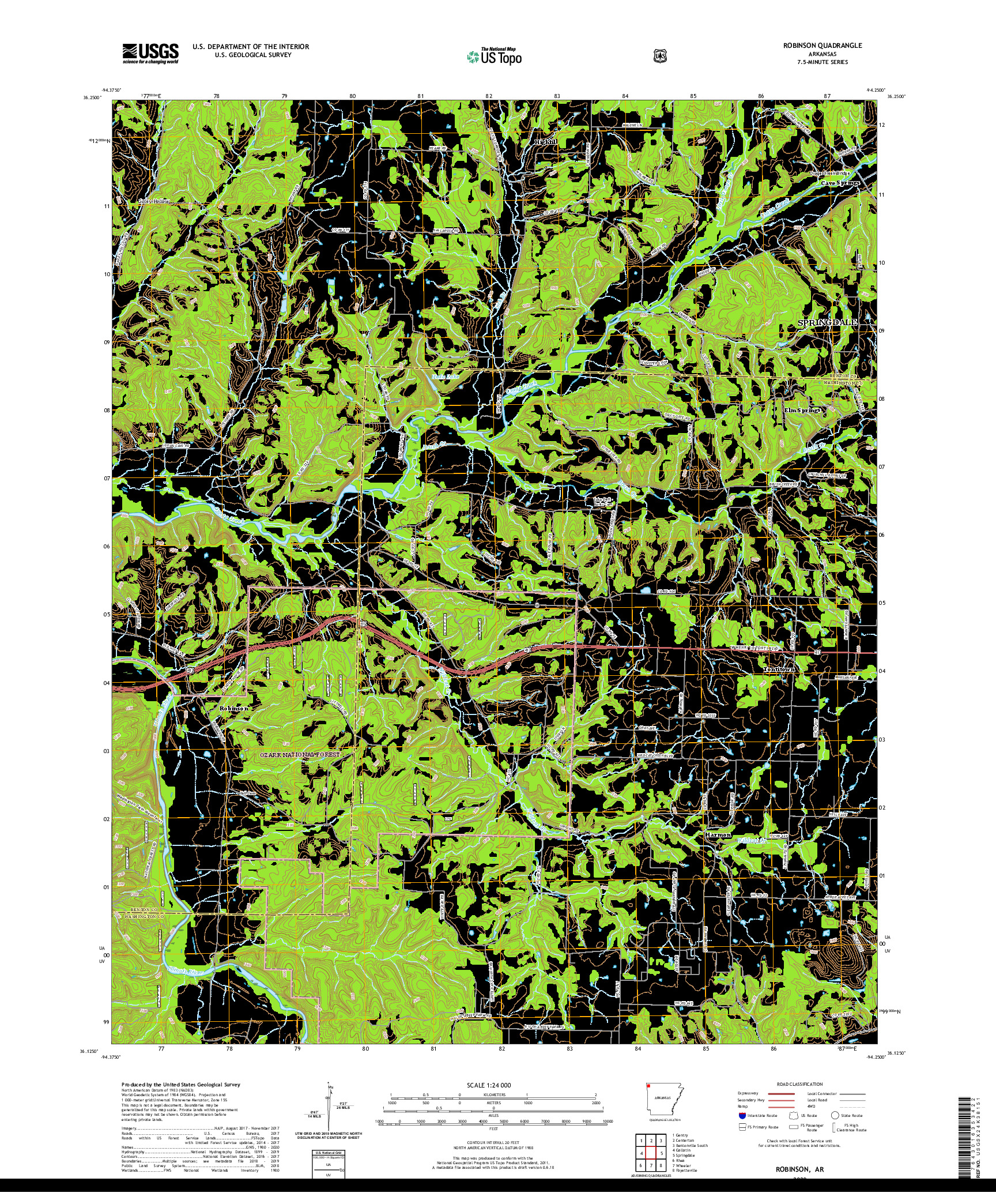 USGS US TOPO 7.5-MINUTE MAP FOR ROBINSON, AR 2020