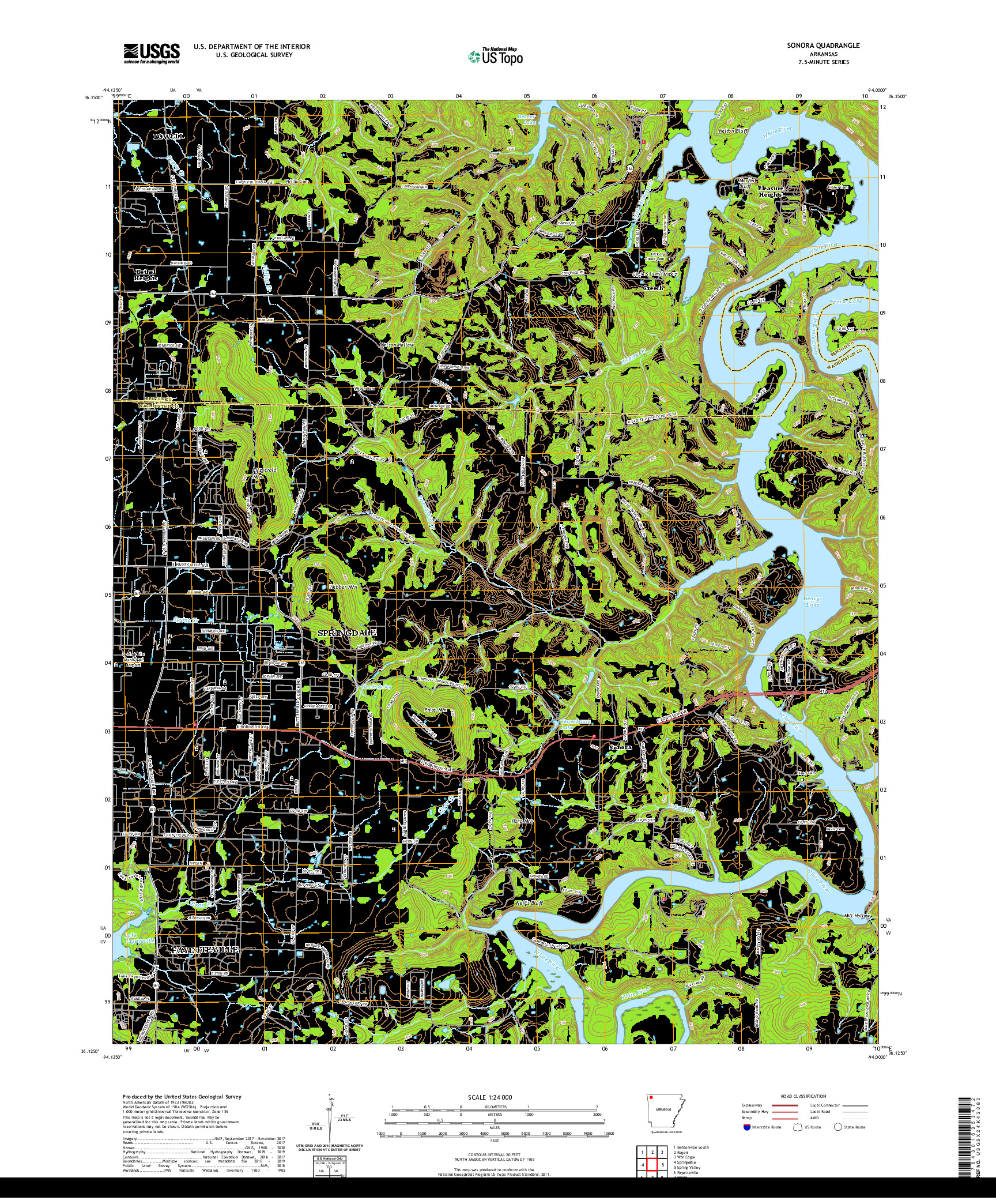 USGS US TOPO 7.5-MINUTE MAP FOR SONORA, AR 2020