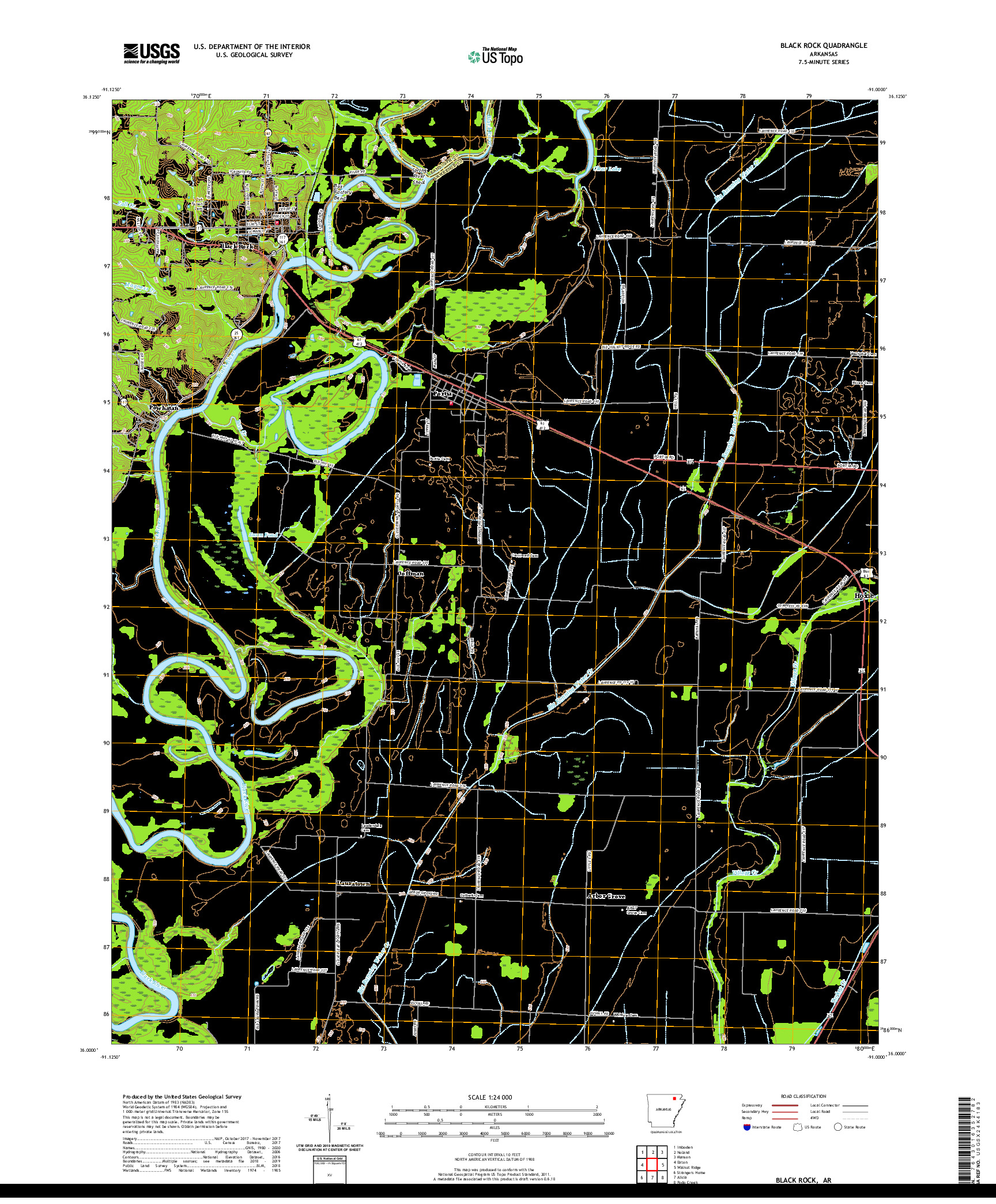 USGS US TOPO 7.5-MINUTE MAP FOR BLACK ROCK, AR 2020