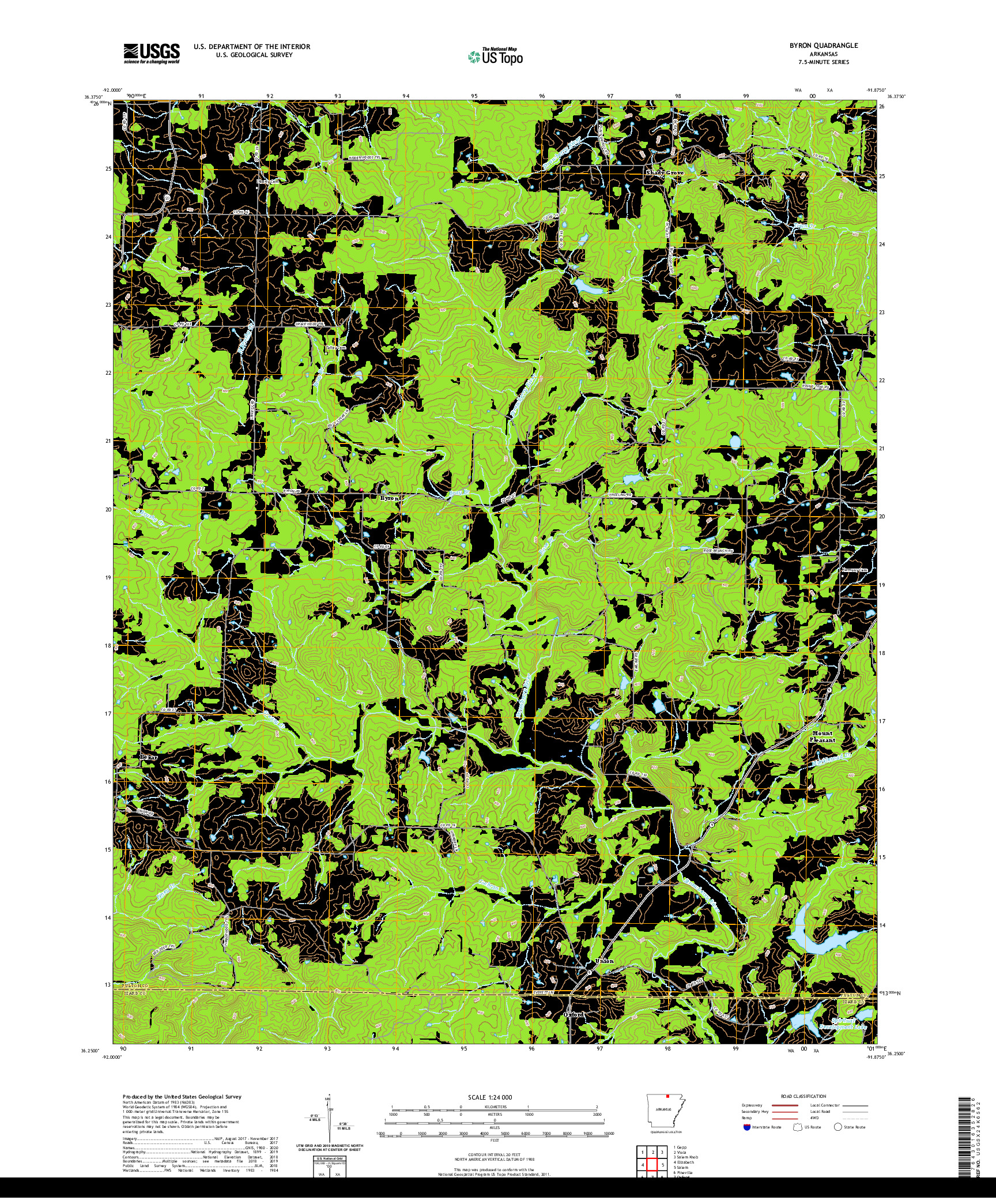 USGS US TOPO 7.5-MINUTE MAP FOR BYRON, AR 2020