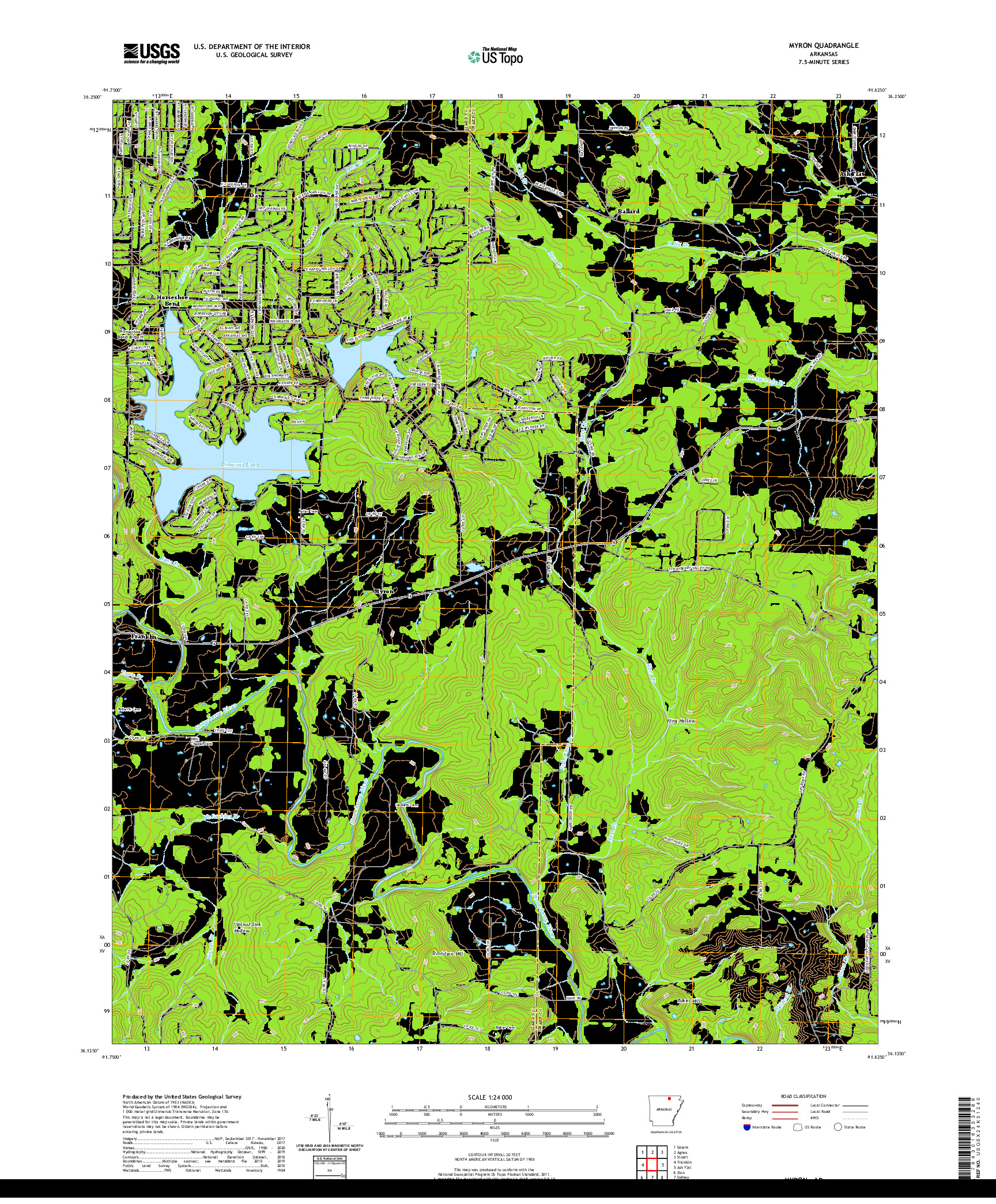 USGS US TOPO 7.5-MINUTE MAP FOR MYRON, AR 2020