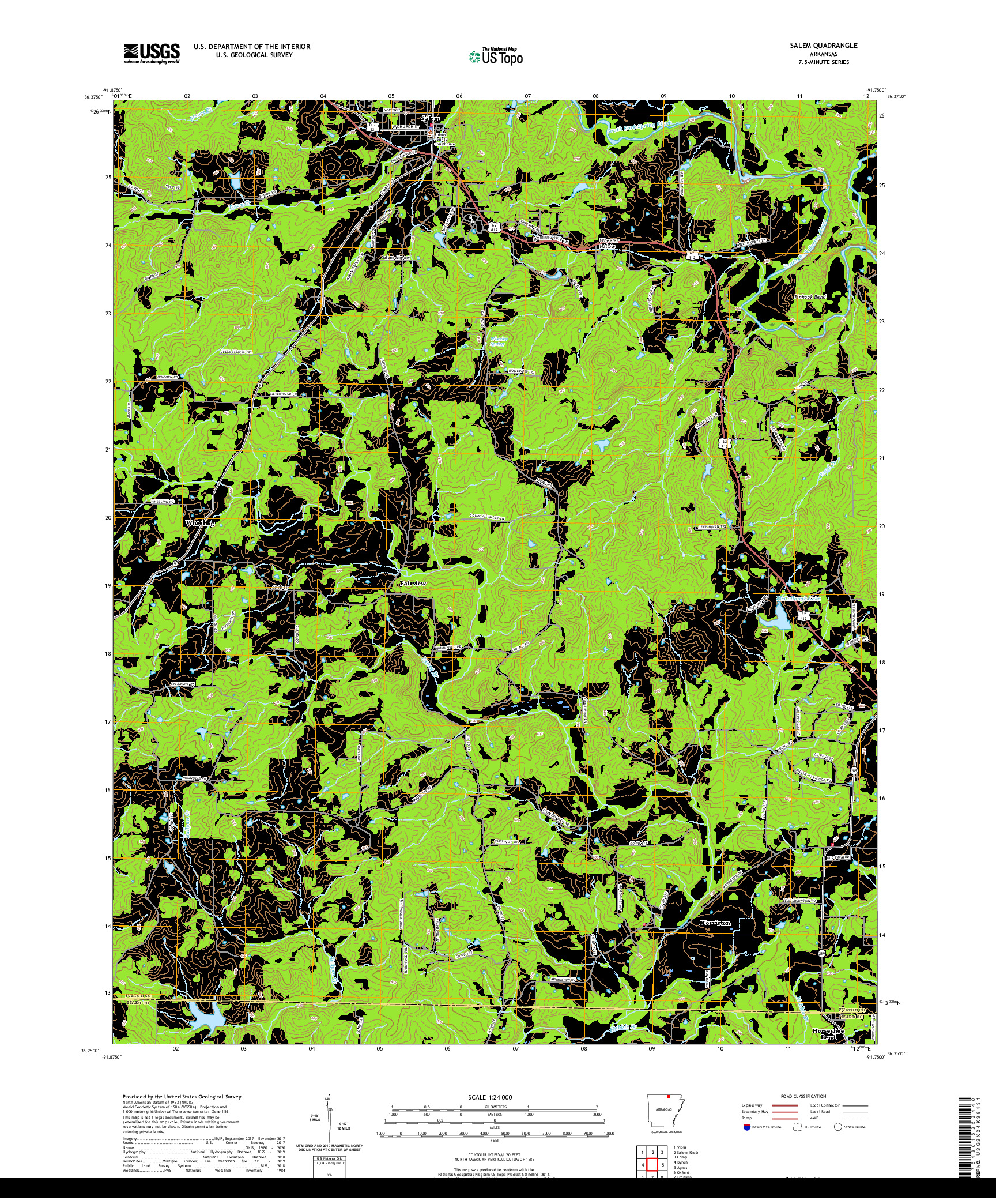 USGS US TOPO 7.5-MINUTE MAP FOR SALEM, AR 2020