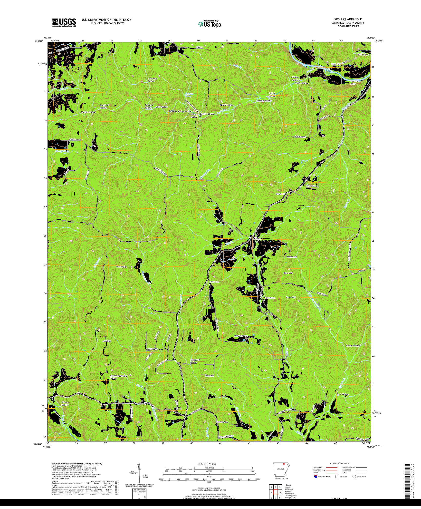 USGS US TOPO 7.5-MINUTE MAP FOR SITKA, AR 2020