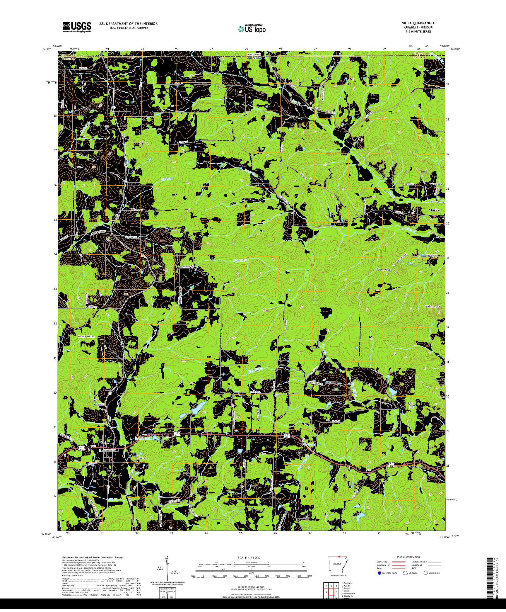 USGS US TOPO 7.5-MINUTE MAP FOR VIOLA, AR,MO 2020