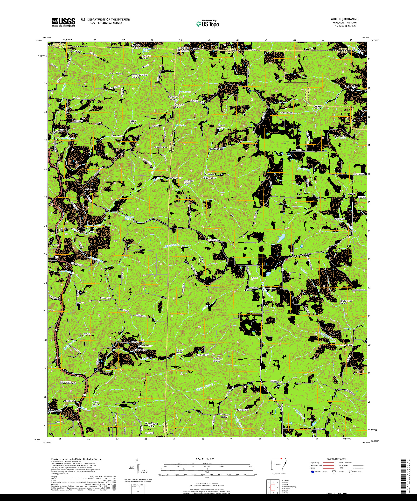 USGS US TOPO 7.5-MINUTE MAP FOR WIRTH, AR,MO 2020