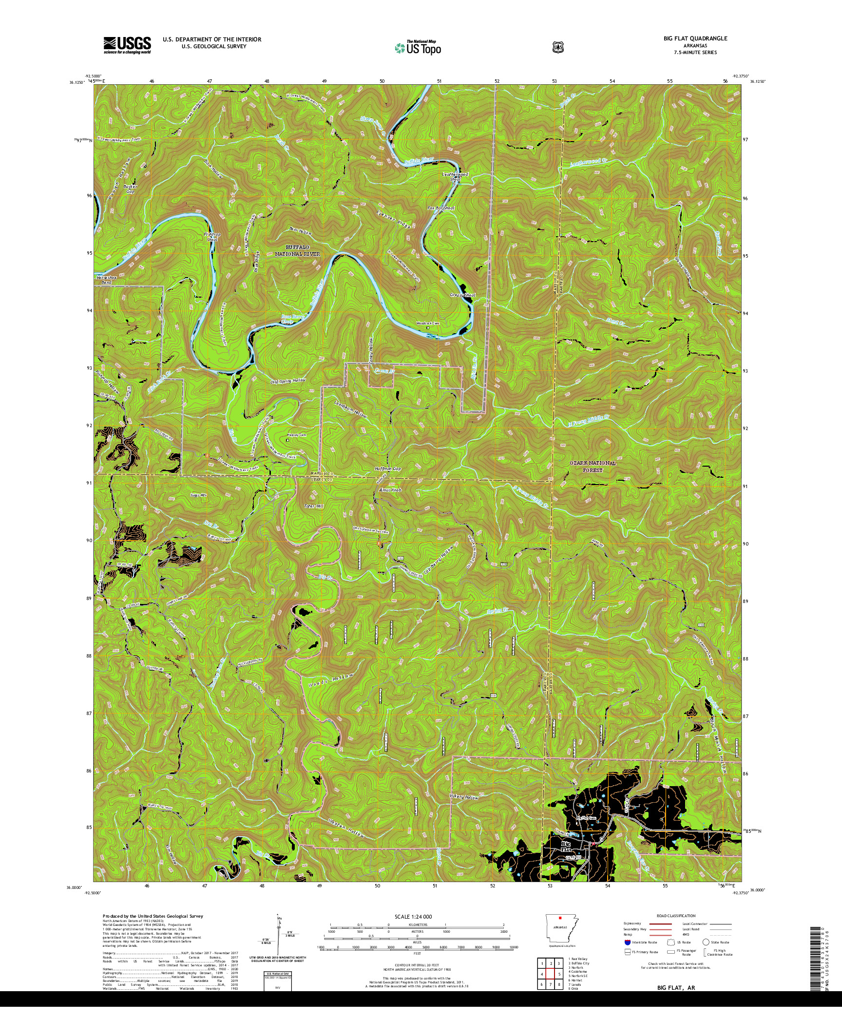 USGS US TOPO 7.5-MINUTE MAP FOR BIG FLAT, AR 2020