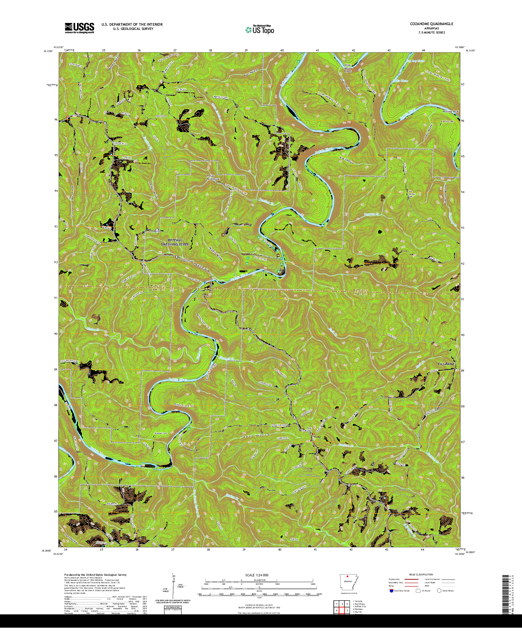 USGS US TOPO 7.5-MINUTE MAP FOR COZAHOME, AR 2020