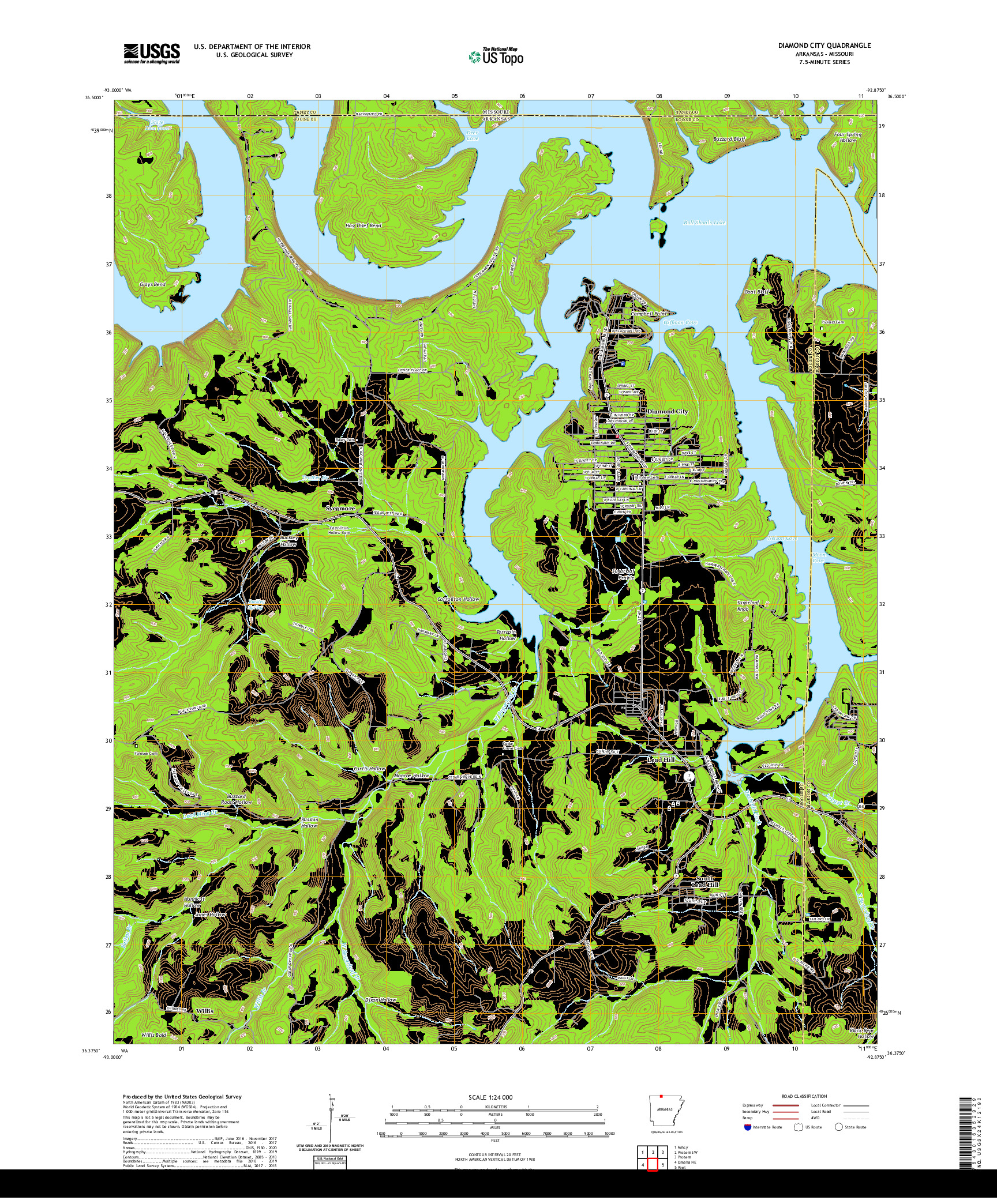 USGS US TOPO 7.5-MINUTE MAP FOR DIAMOND CITY, AR,MO 2020