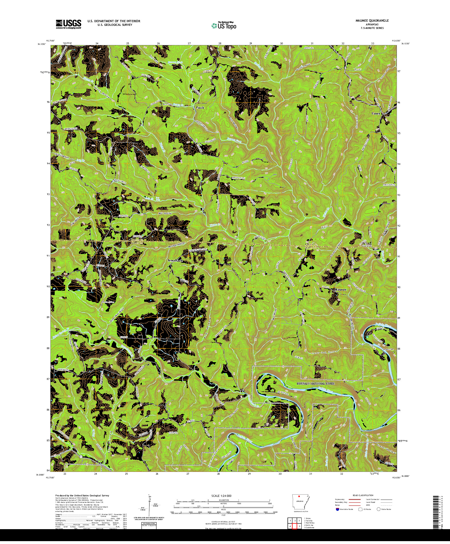 USGS US TOPO 7.5-MINUTE MAP FOR MAUMEE, AR 2020