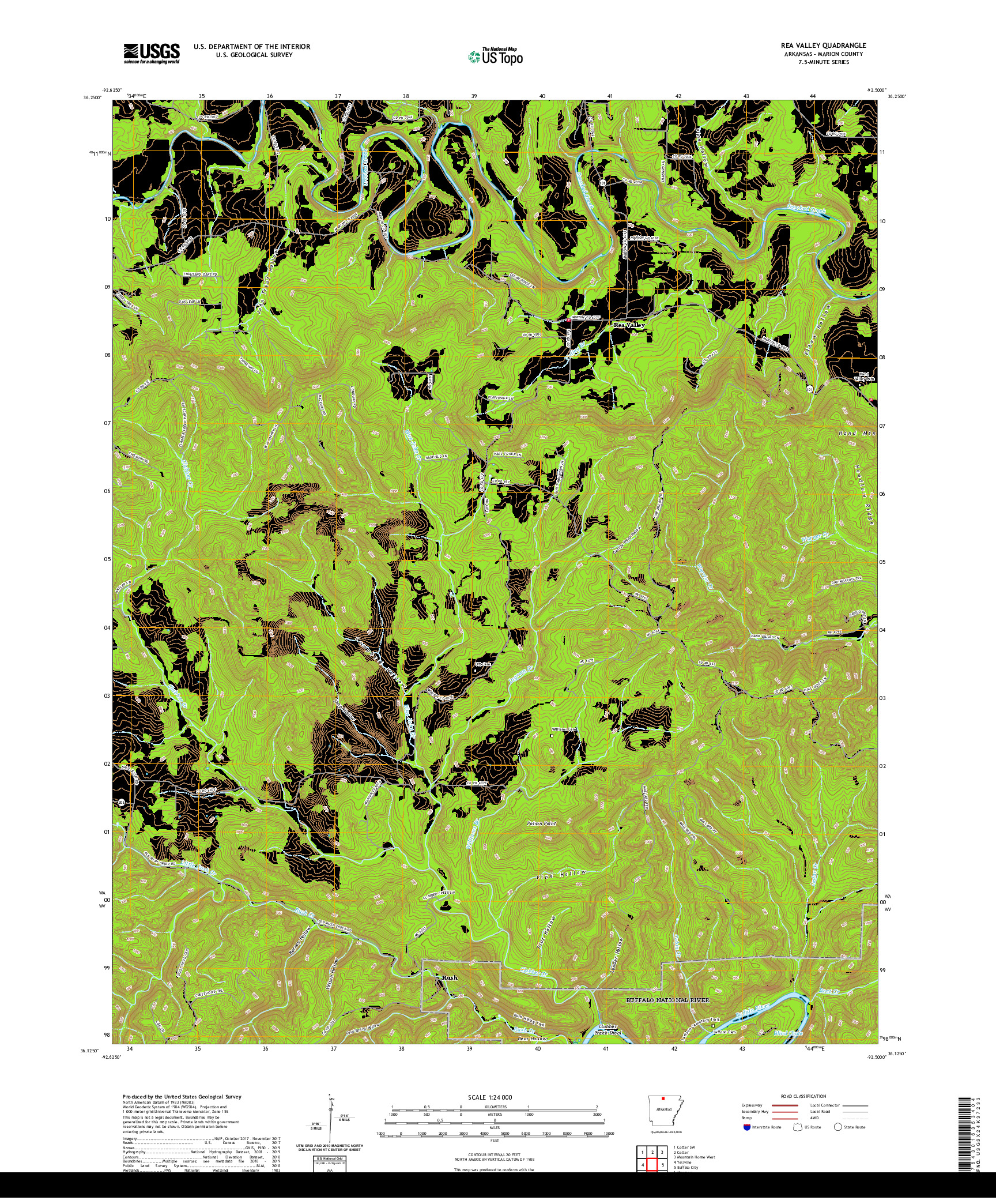 USGS US TOPO 7.5-MINUTE MAP FOR REA VALLEY, AR 2020