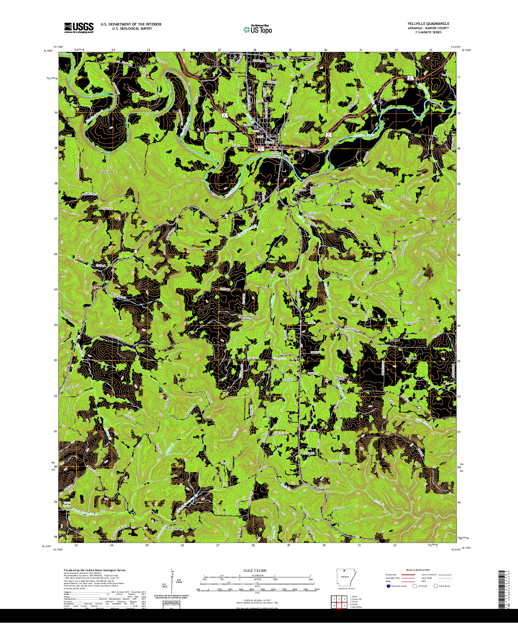 USGS US TOPO 7.5-MINUTE MAP FOR YELLVILLE, AR 2020