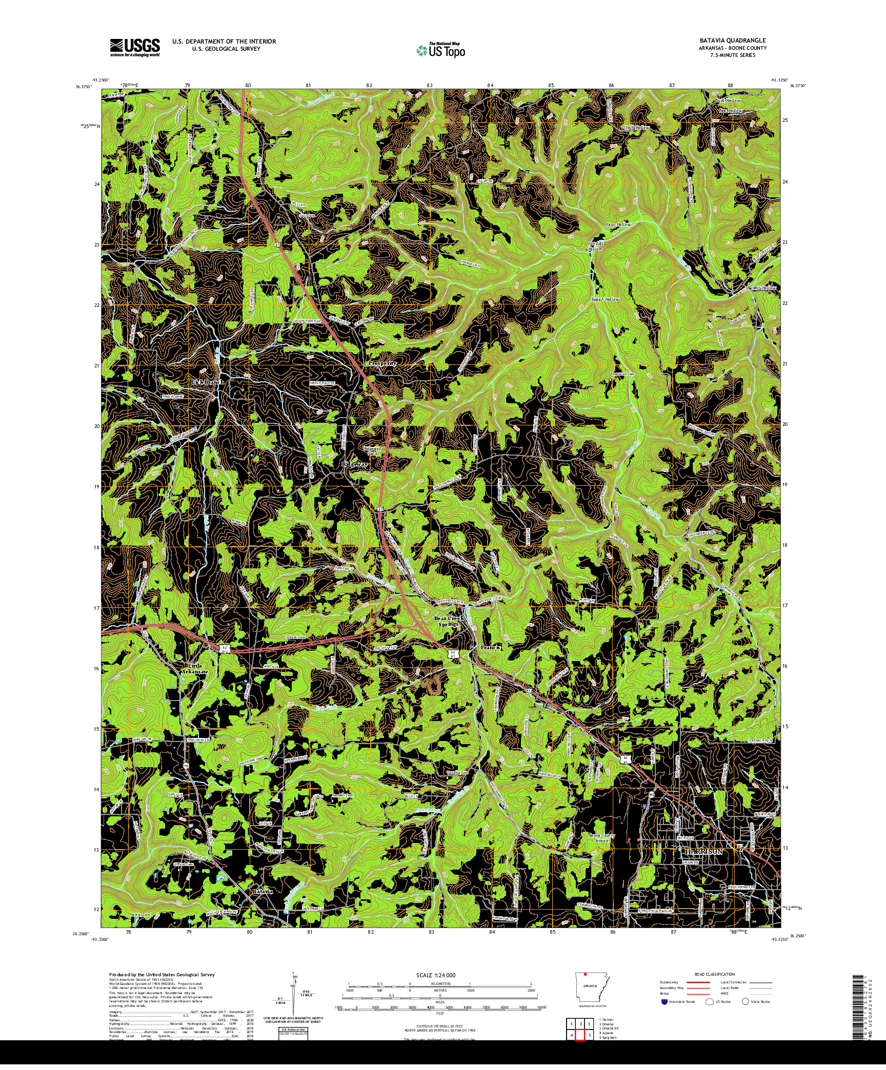 USGS US TOPO 7.5-MINUTE MAP FOR BATAVIA, AR 2020