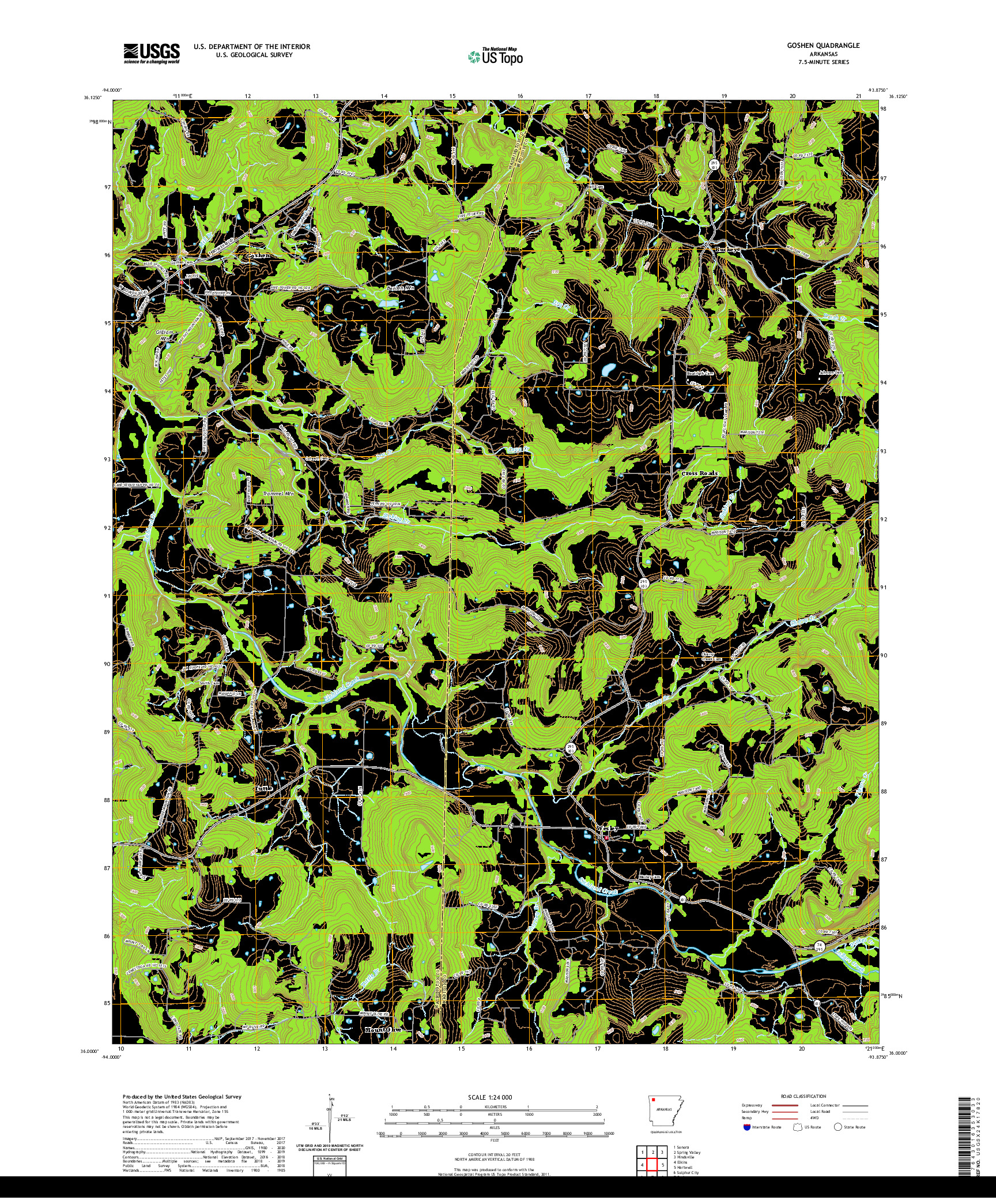 USGS US TOPO 7.5-MINUTE MAP FOR GOSHEN, AR 2020