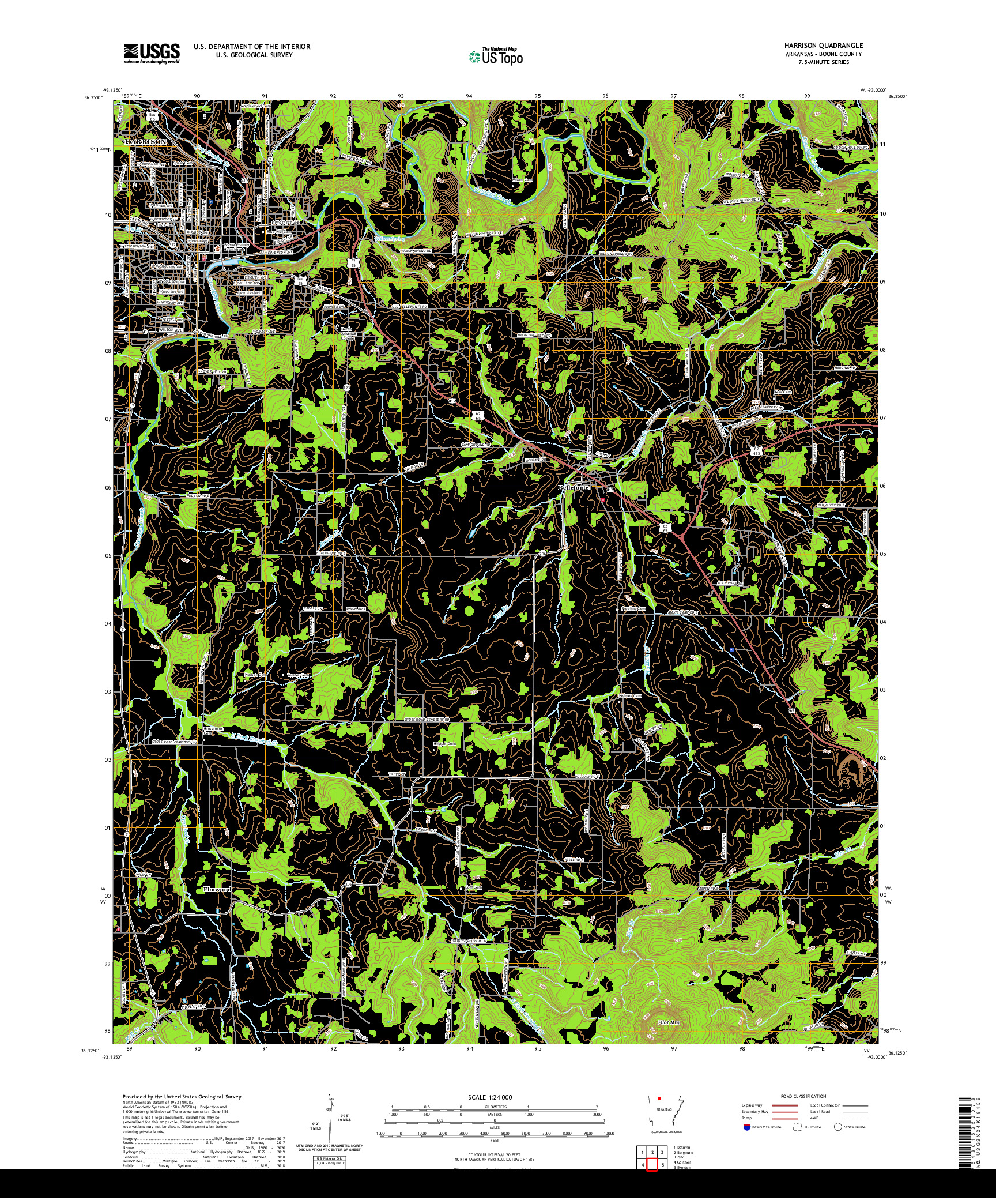 USGS US TOPO 7.5-MINUTE MAP FOR HARRISON, AR 2020